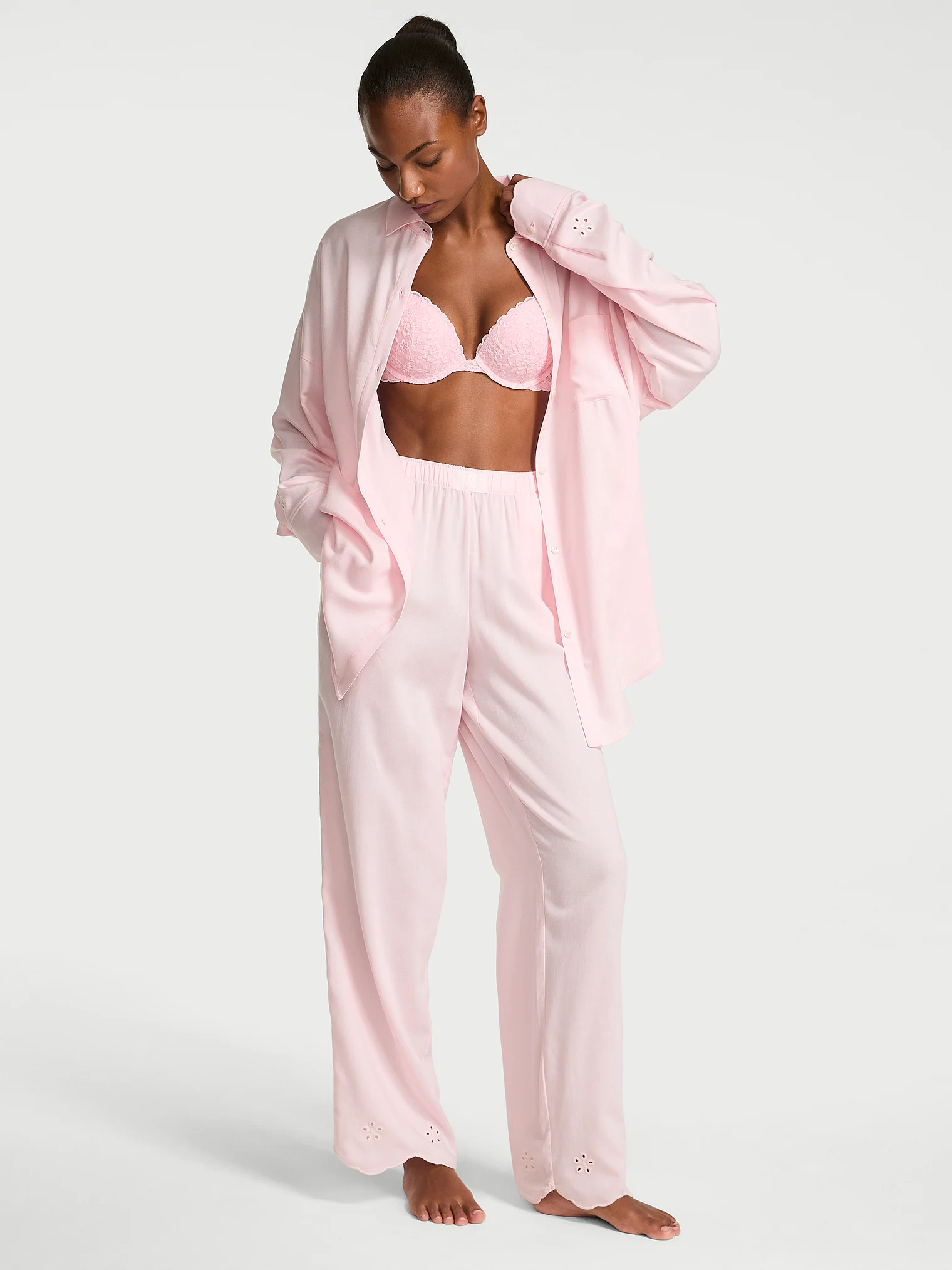 Котонова піжама Modal-Cotton Eyelet Long Pajama Set