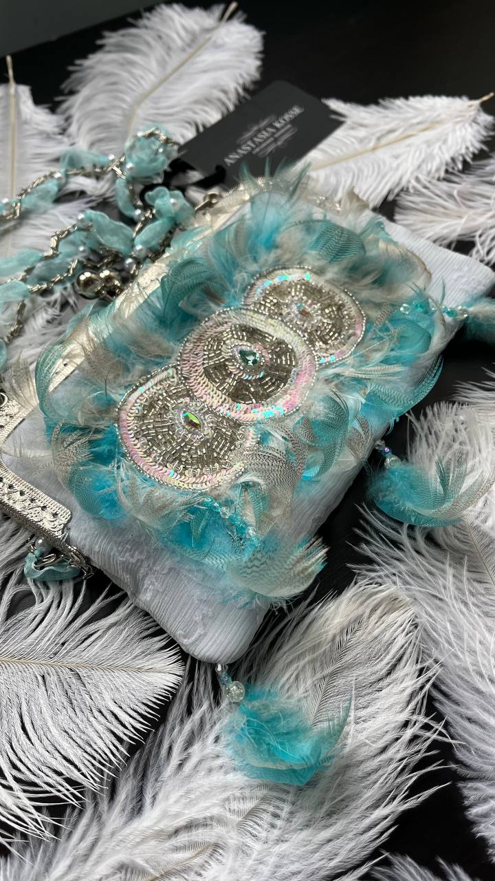 Dusty Blue Silk Clutch “Talissa”