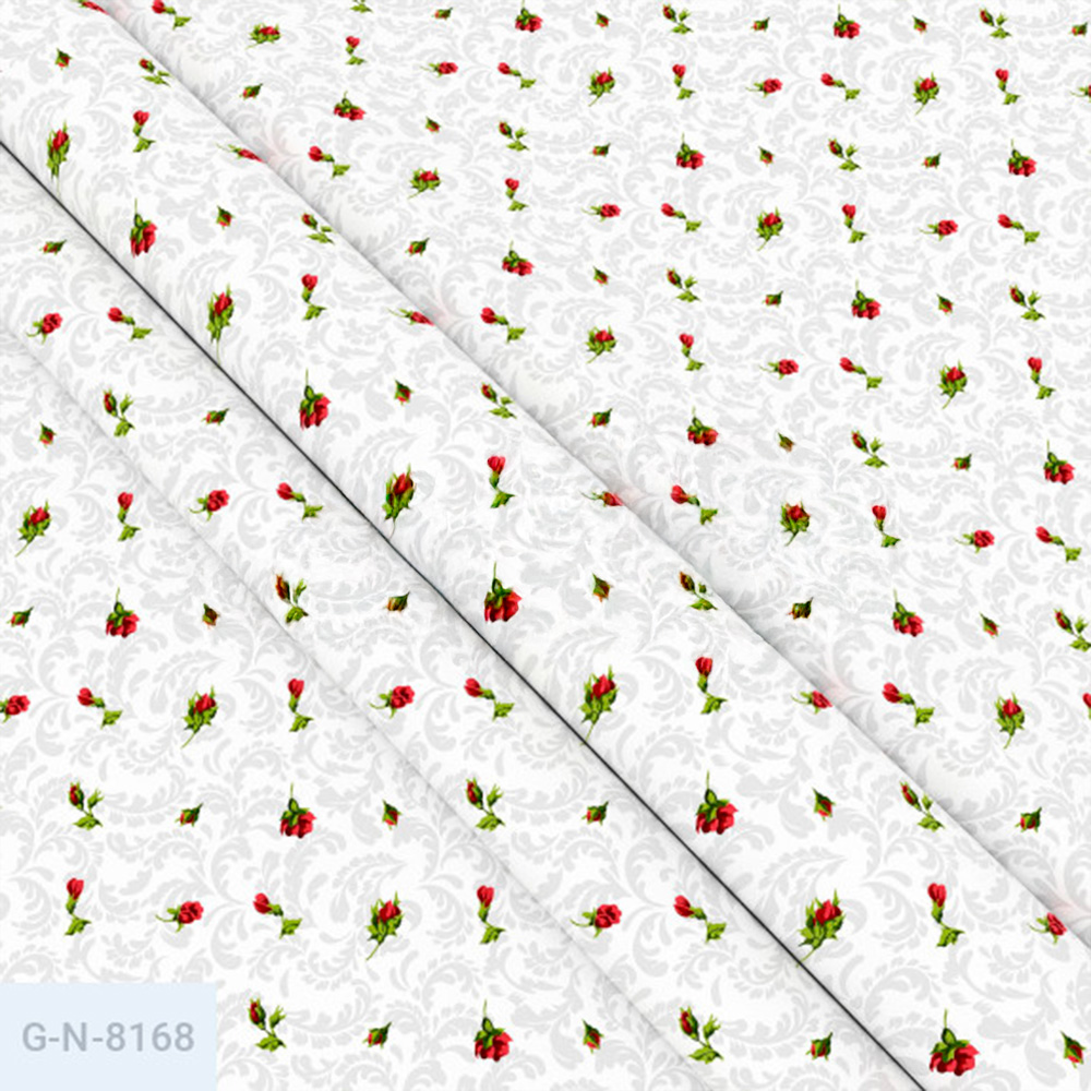 Тканина Голд Euro -  Червоні троянди на білому