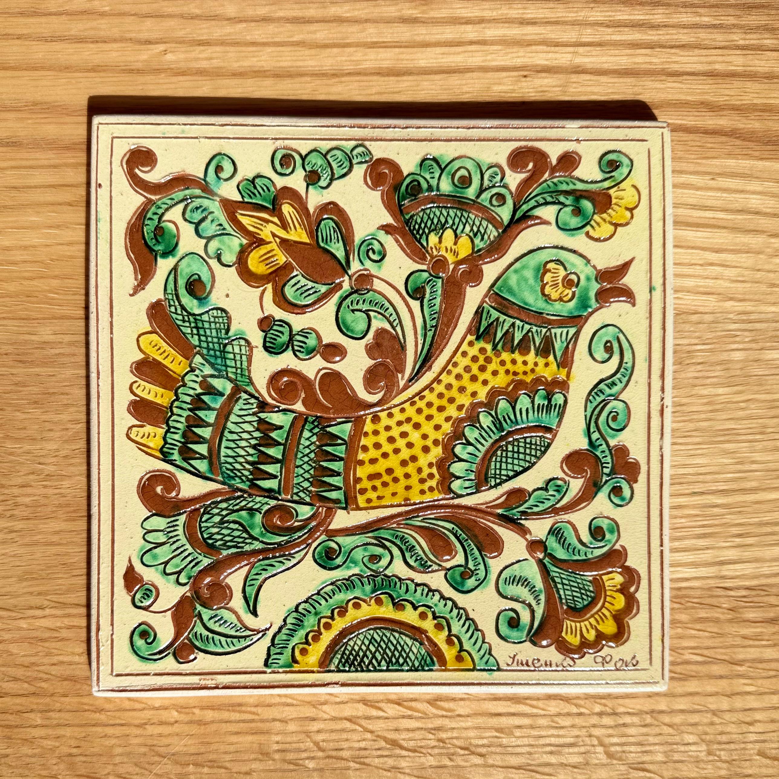 Керамічна плиточка "Косівська пташка", 20*20 см