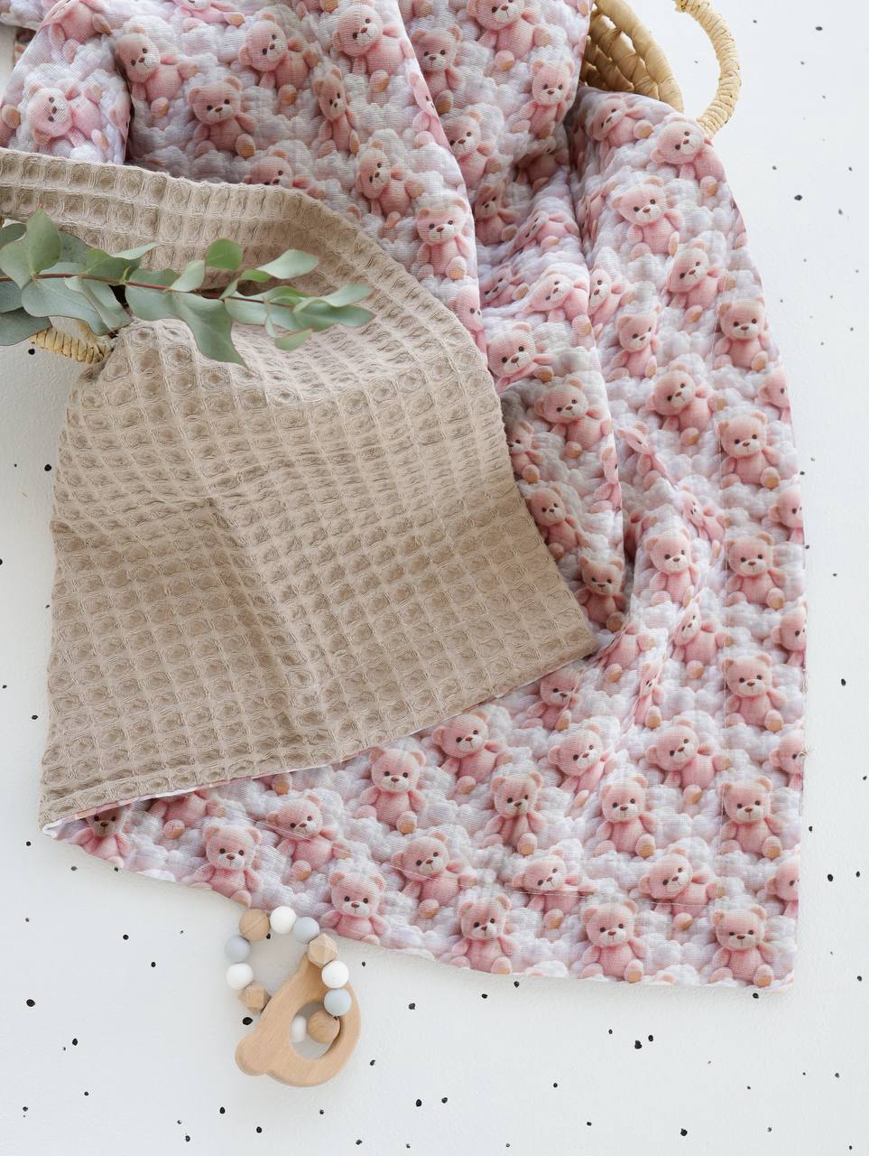 Плед для немовляти з вафельної тканини та 5D мусліну