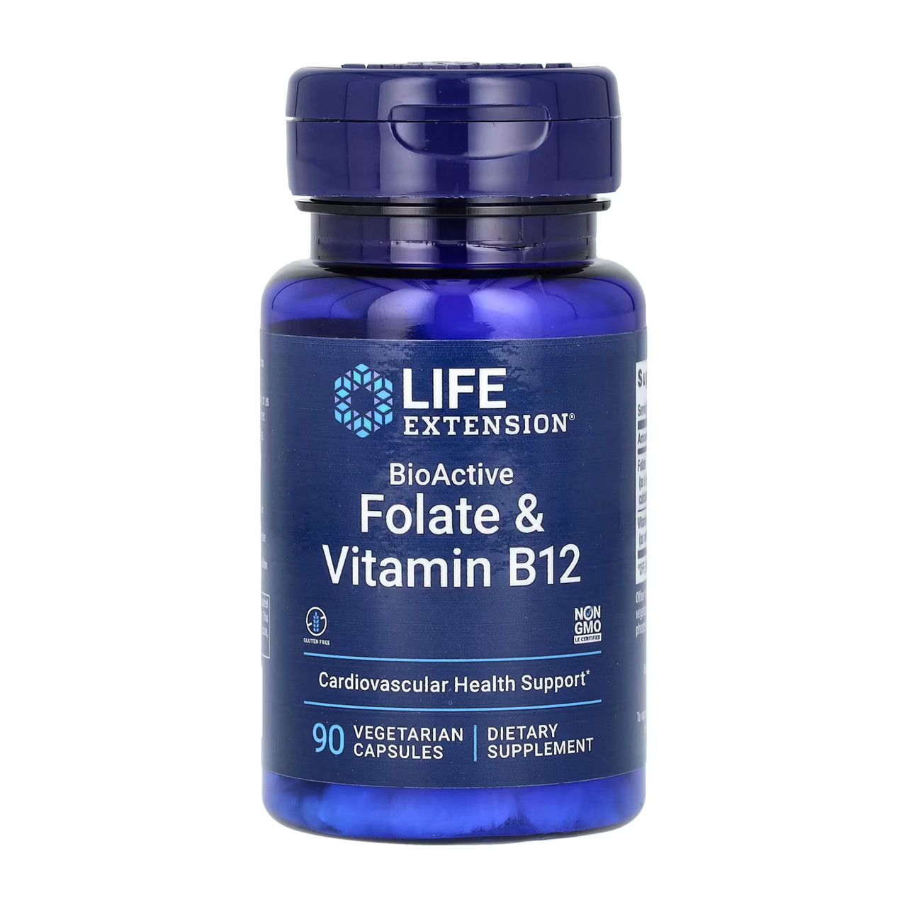 Фолієва кислота з Вітаміном Б12, BioActive Folate & Vitamin B12 - 90 vcaps