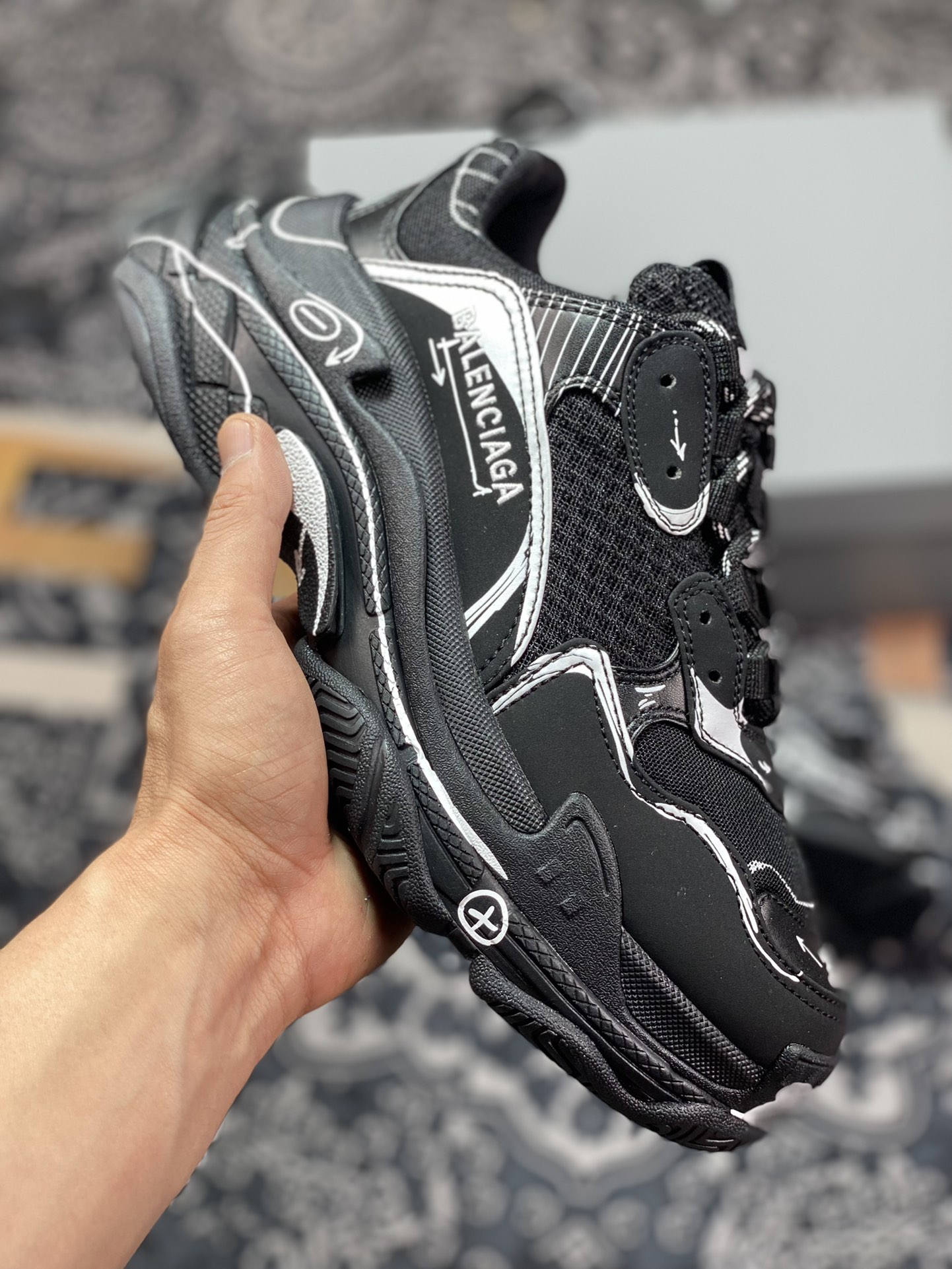 Balenciaga Triple S Clear Sole Sneaker  524039 W2FW6 0102