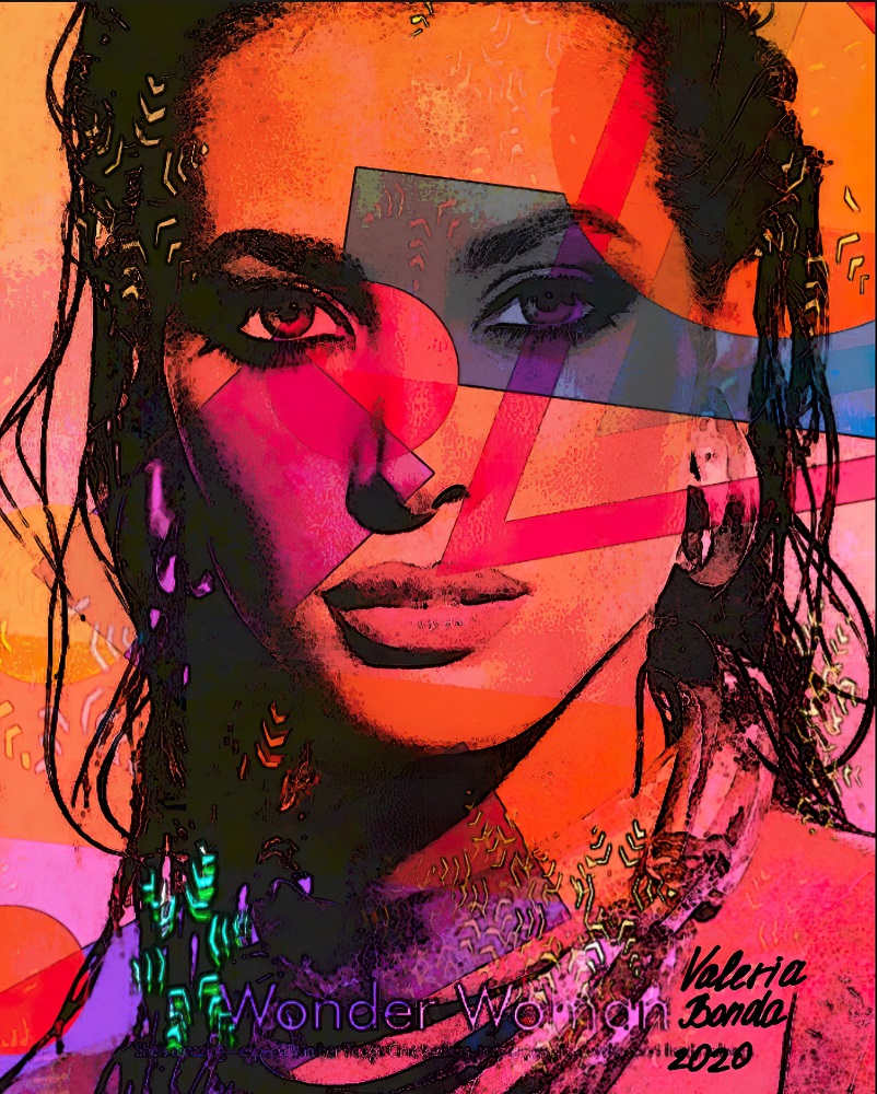 "Wonder Woman". Original digital print by Valeria Bonda, printed on a hoodie (unisex)