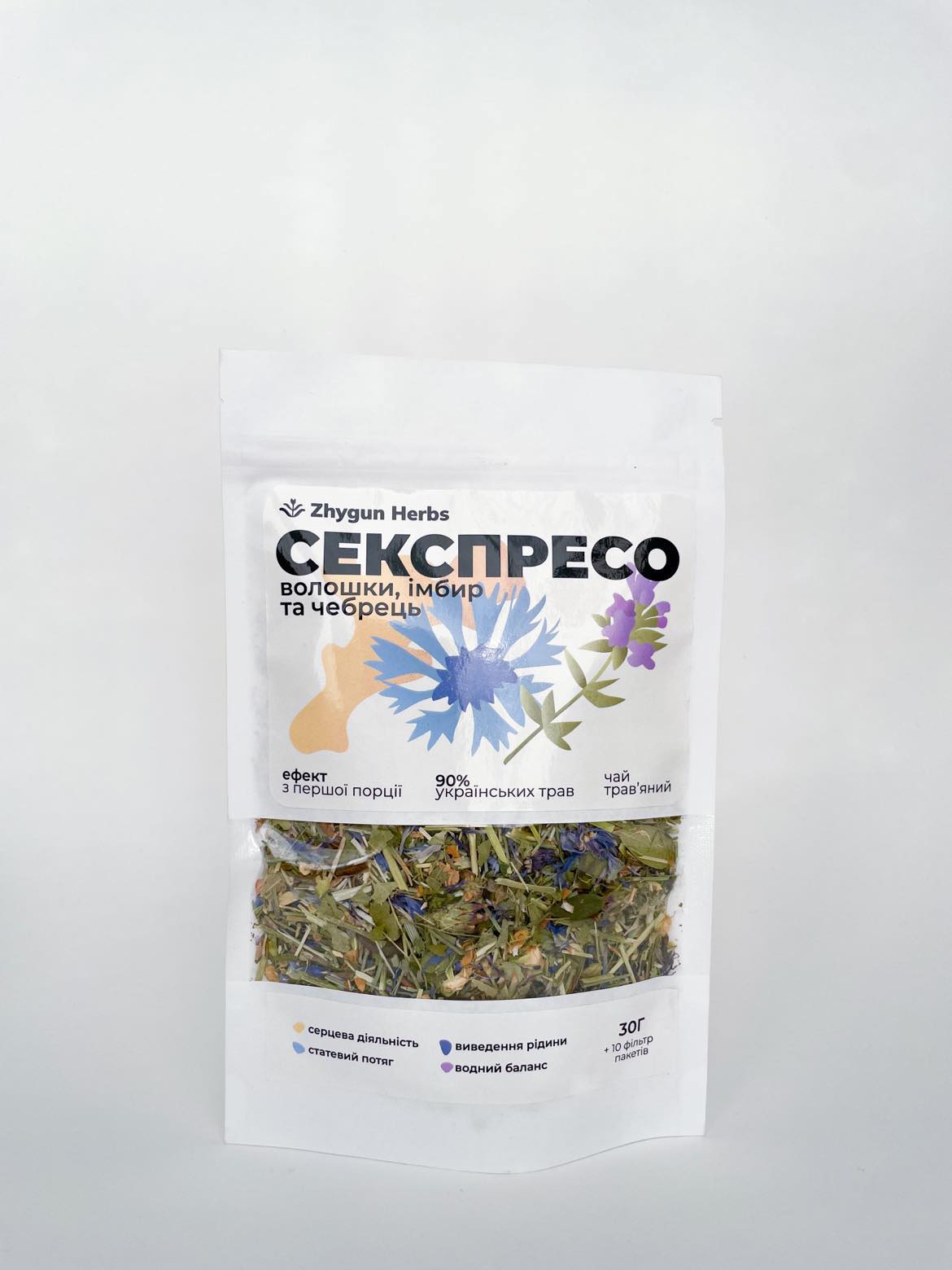 Чай трав'яний з волошкою, імбиром та чебрецем