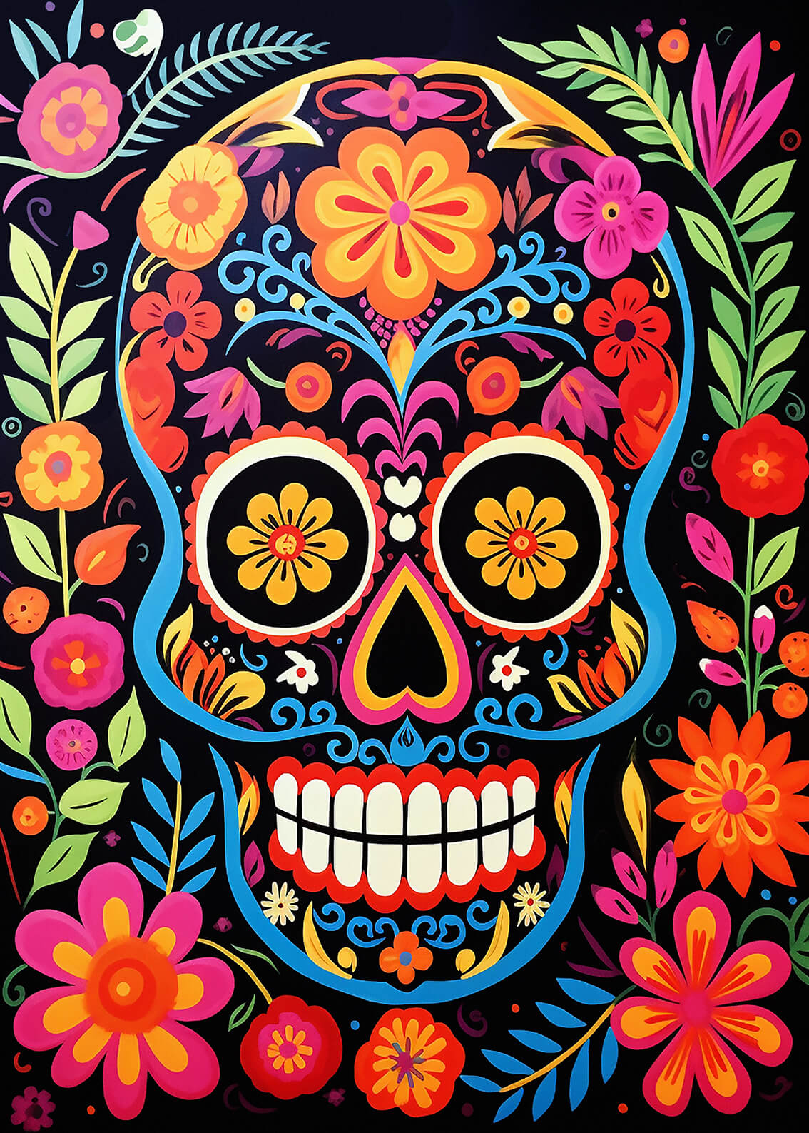 Calavera VI, 42x30 cm original acrylic painting on paper