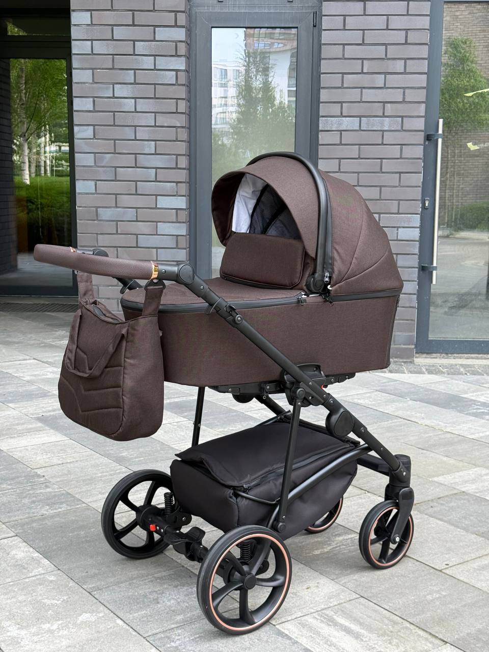 Коляска 2в1 Baby Pram Evelyn текстиль Dark Chocolate