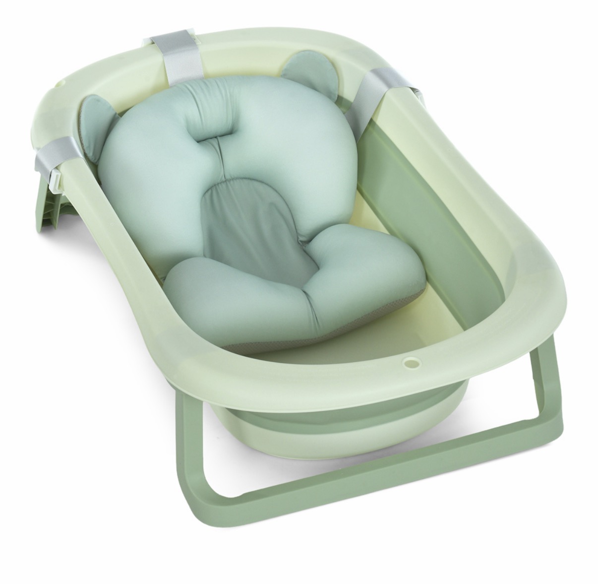 Ванна складна з термометром та подушечкою зелена