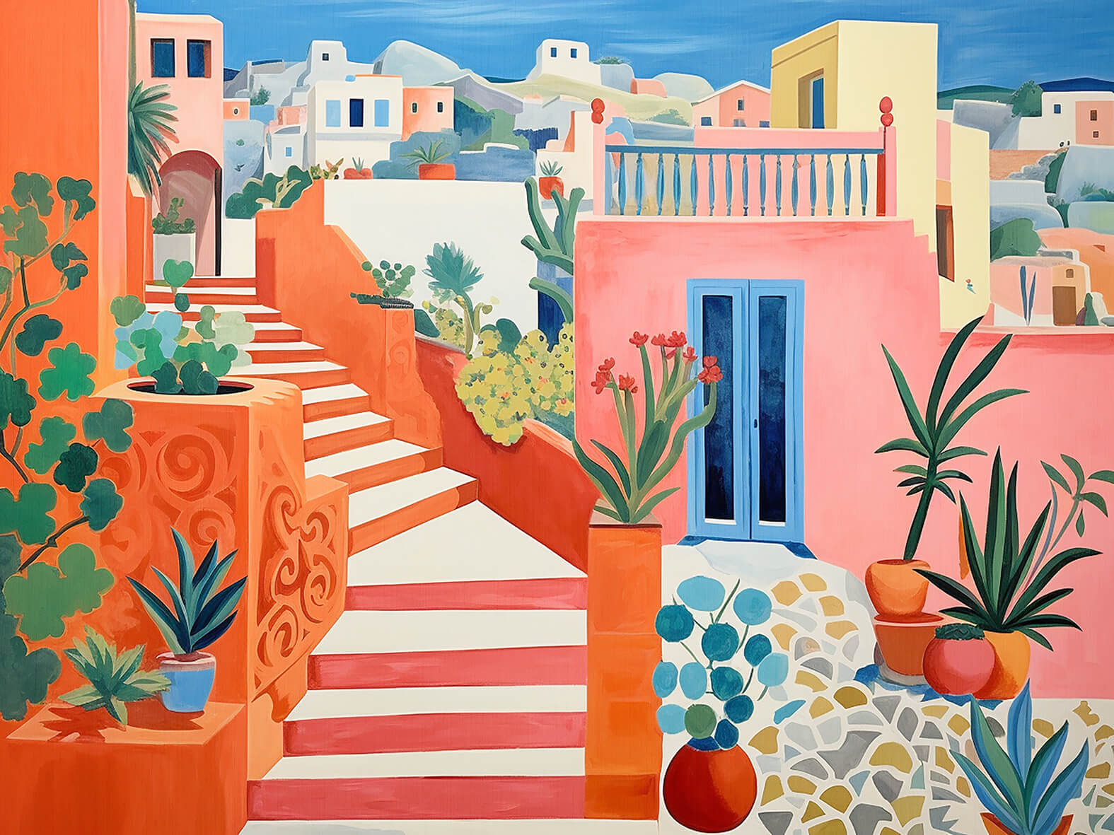 Steps home 60x80 cm, original acrylic painting on canvas