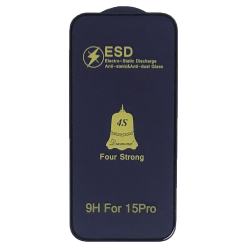 Захисне скло ESD 4S (anti-static) for iPhone 15 Pro чорне тех.пак.