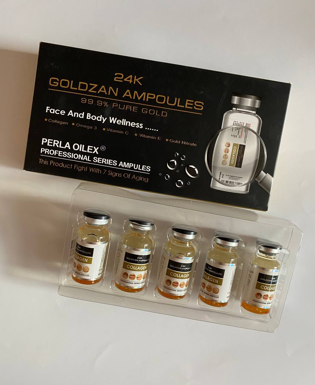 Perla Oilex 24K Goldzan Ampoules Ампули для обличчя тіла з колагеном золотом