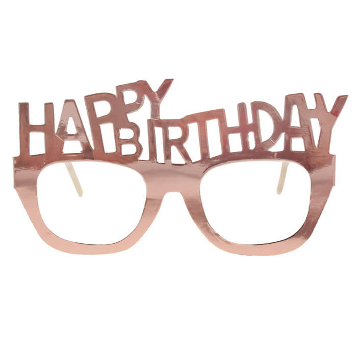 Паперові окуляри Happy birthday рожеве золото 4шт