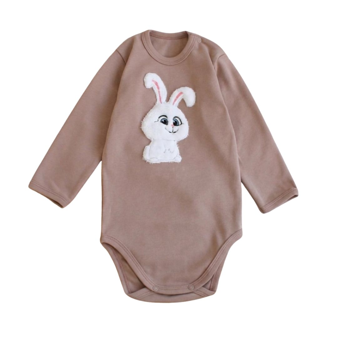 Боді дитячий з аплікацією зайченяти