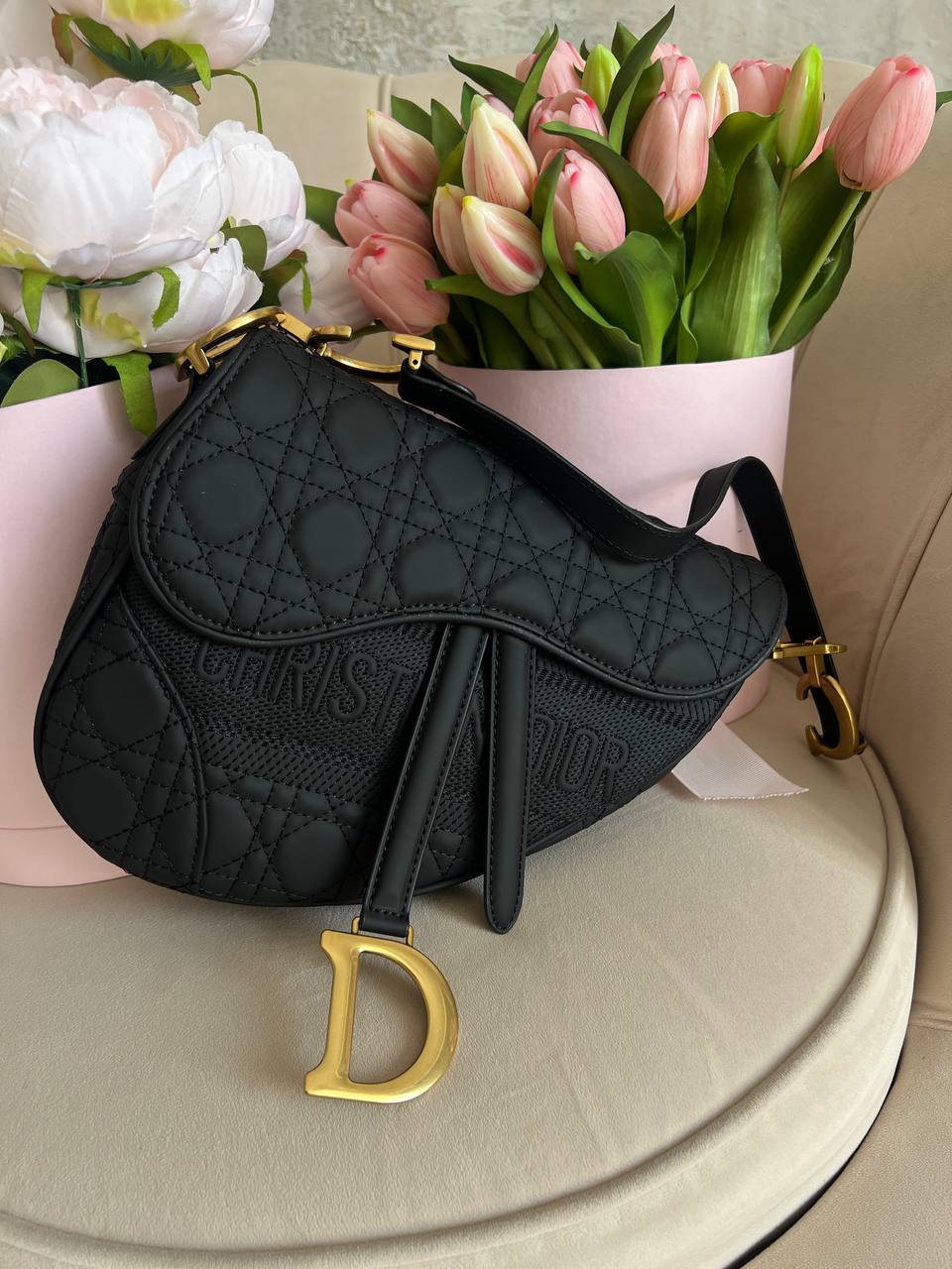 Christian Dior Saddle Bag in Ultra Matte Black