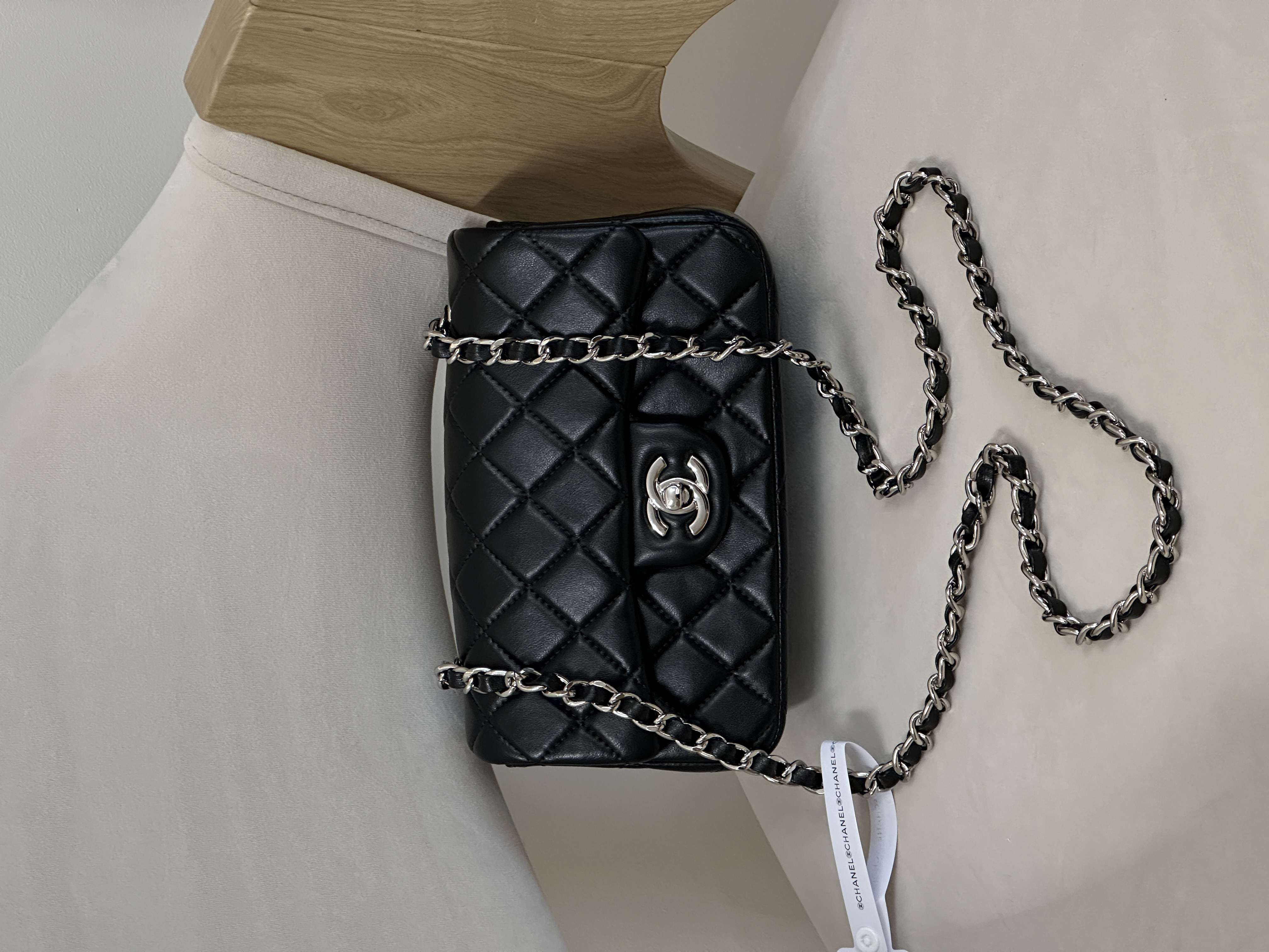 Chanel Classic 1.55 Small Single Flap in Black/Silver