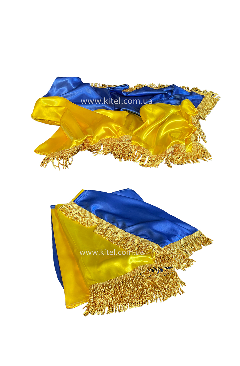 Прапор України 140х90 (атлас із бахромою)