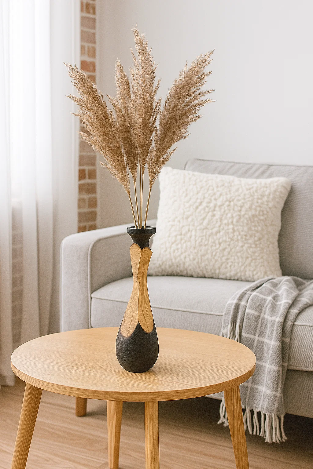 Ваза для сухоцвітів з дуба ручної роботи