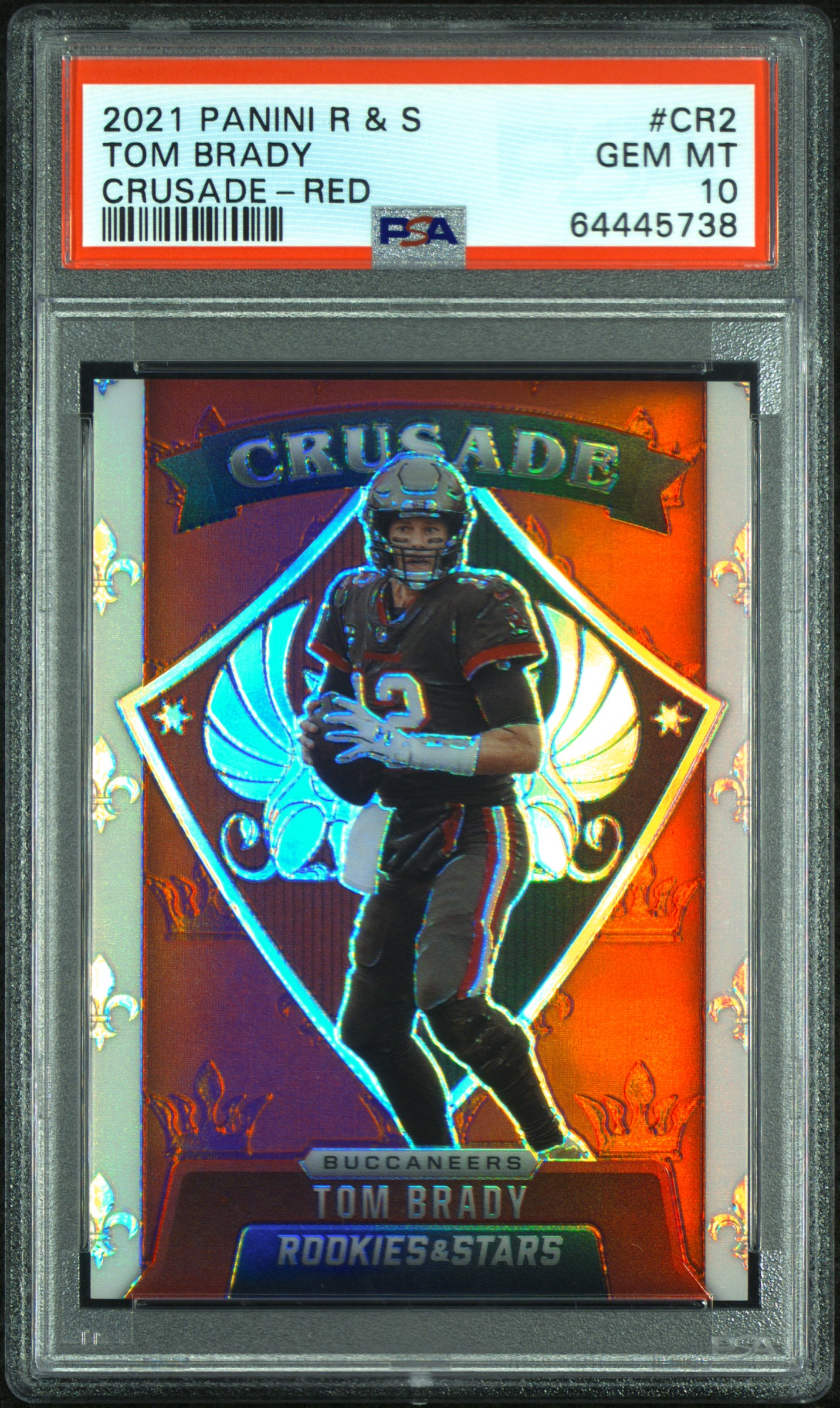 Tom Brady 2021 Panini Rookies & Stars Crusade Red Prizm #CR2 /99 – PSA 10 Gem Mint