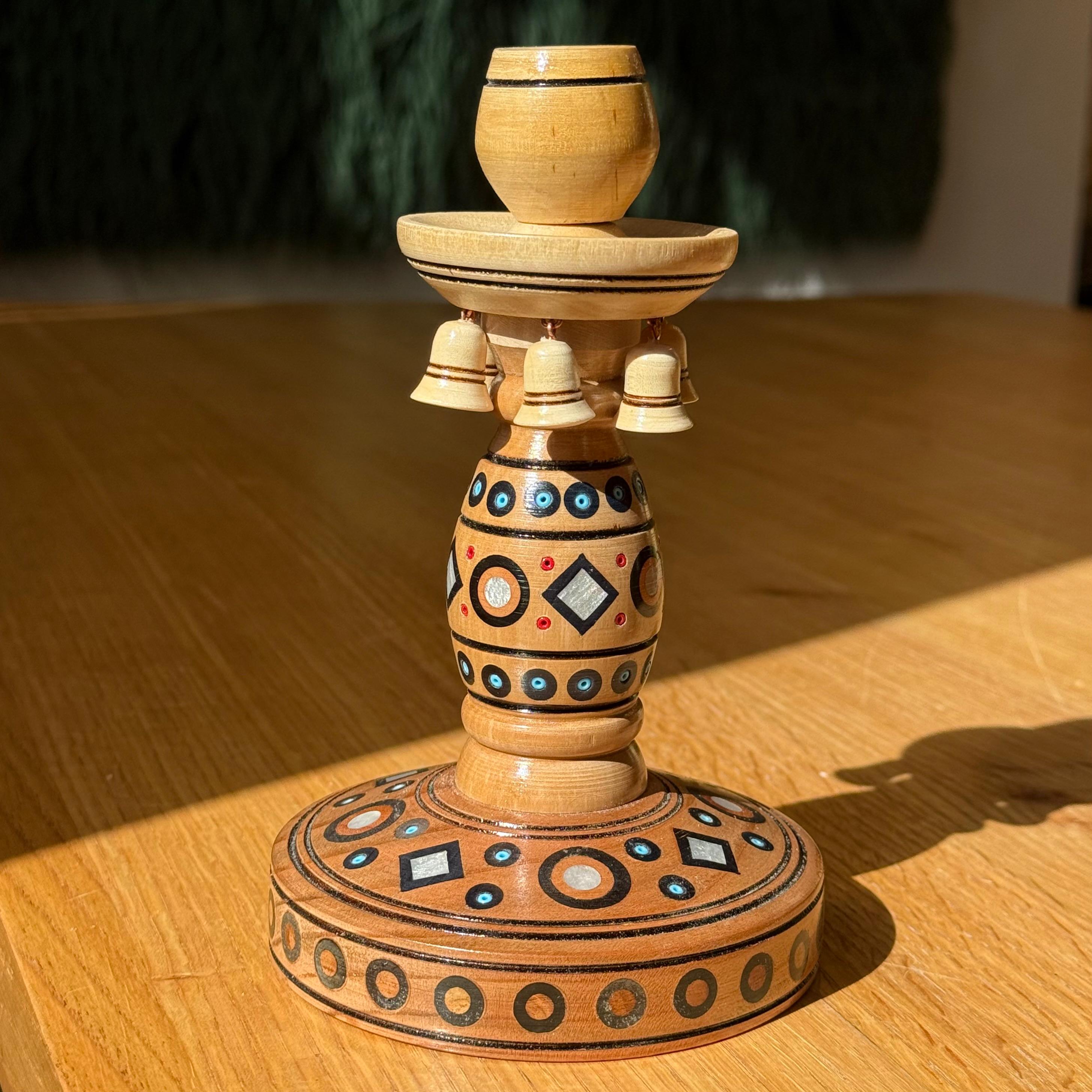 Інкрустований свічник "Косів", 19,5 см