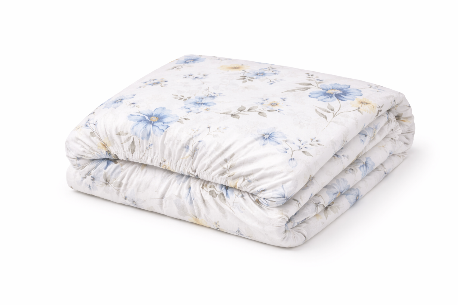 Простирадло на гумці ранфорс принт  "Жовті та блакитні квіти"