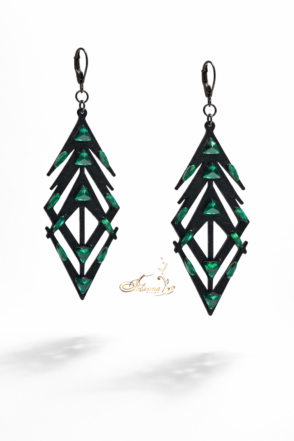Emerald Geometric Dance Earrings
