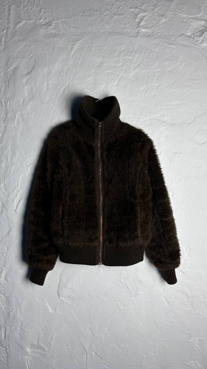 Vintage Y2K brown fur bomber