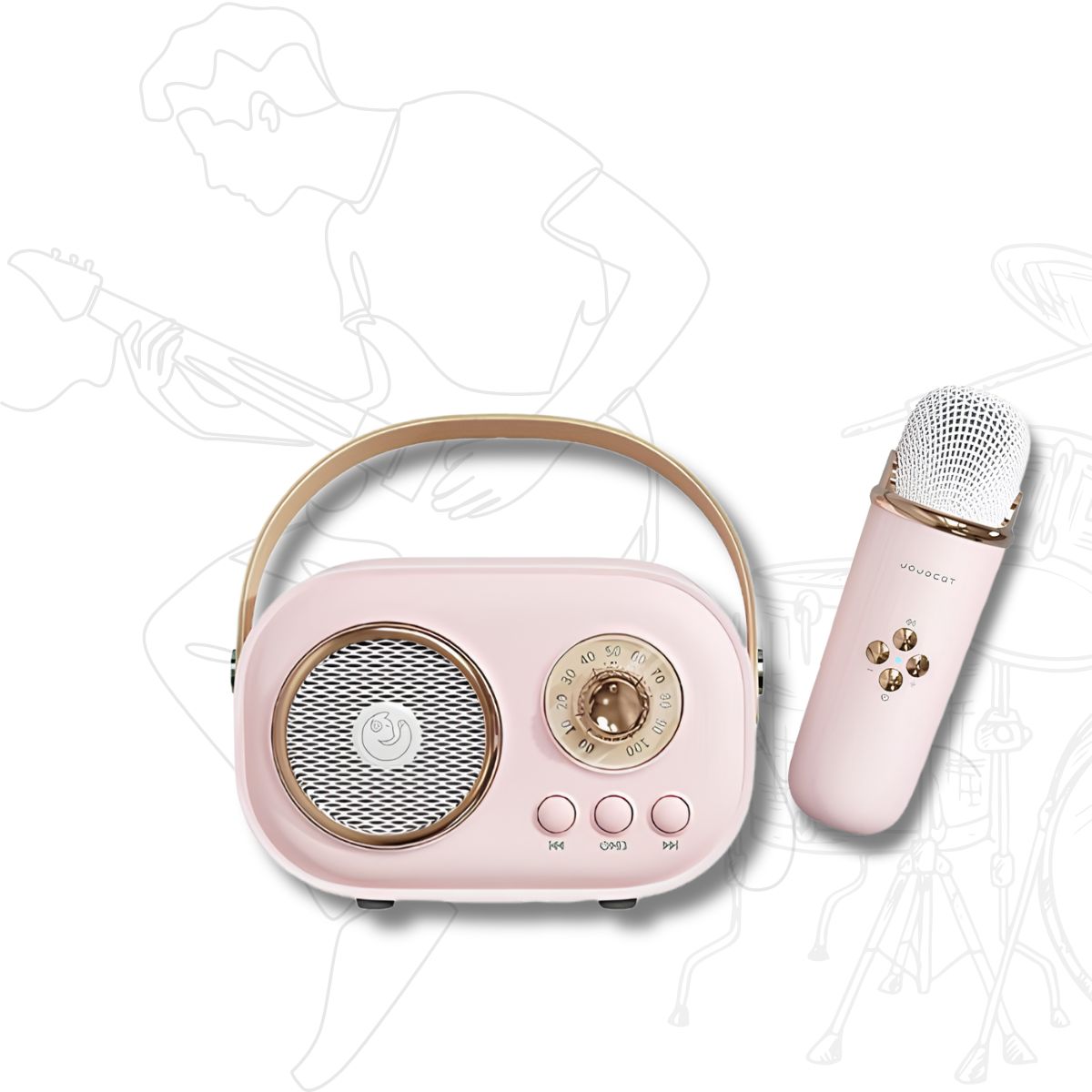 Портативна караоке-система SPEAKER C20 PLUS: Bluetooth-колонка + 2 бездротові мікрофони (Ретро-стиль)
