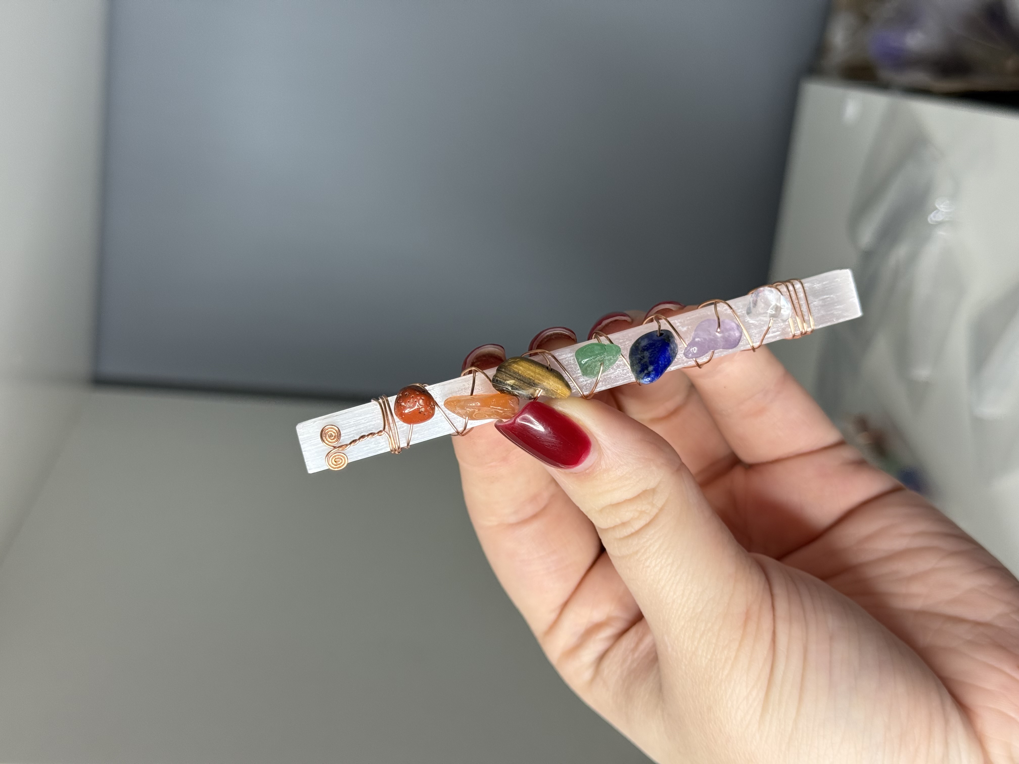 Селенітова паличка + камінці для 7-ох чакр