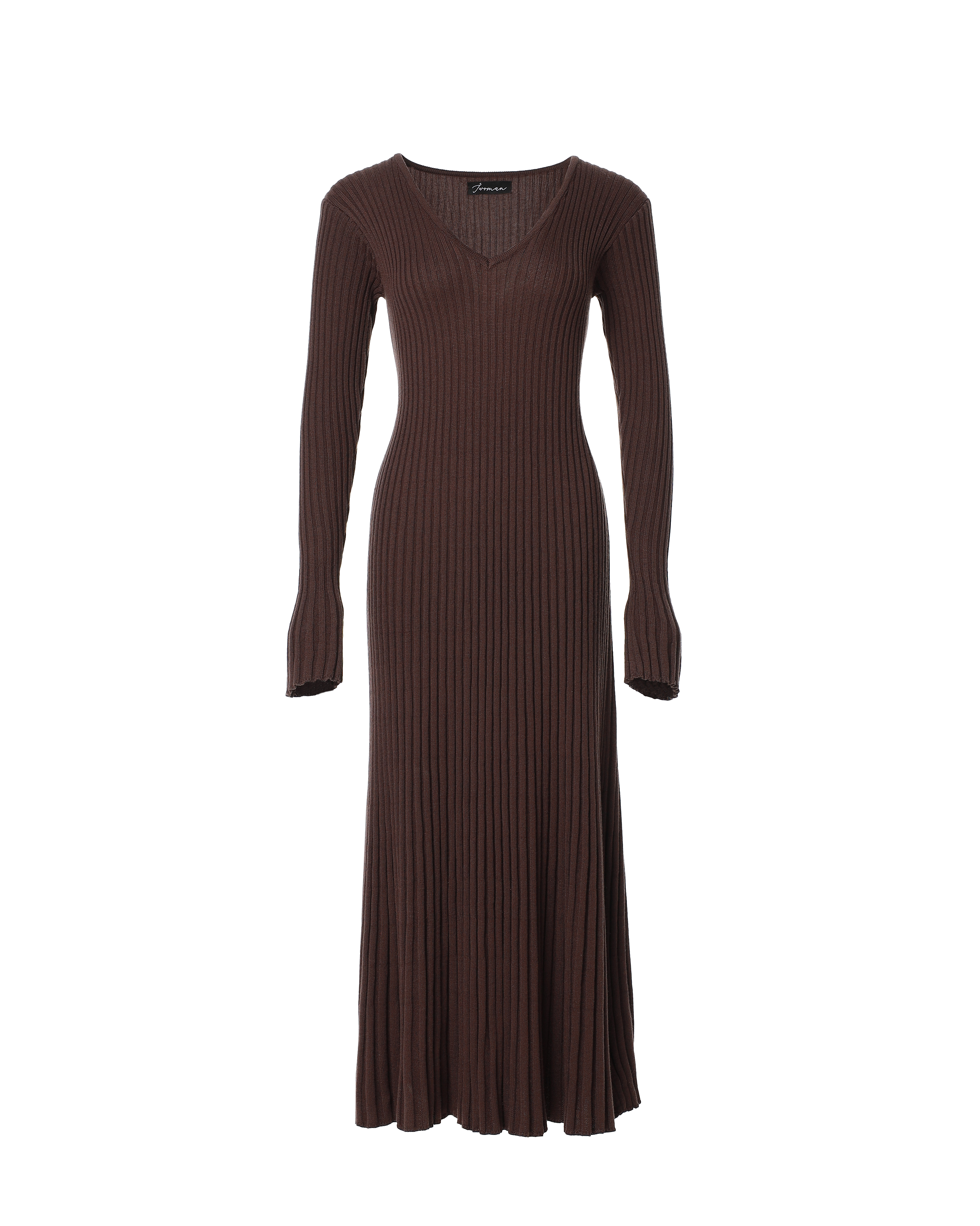 В'язана сукня  з довгим рукавом міді "Кріста" - Шоколадна WOMAN