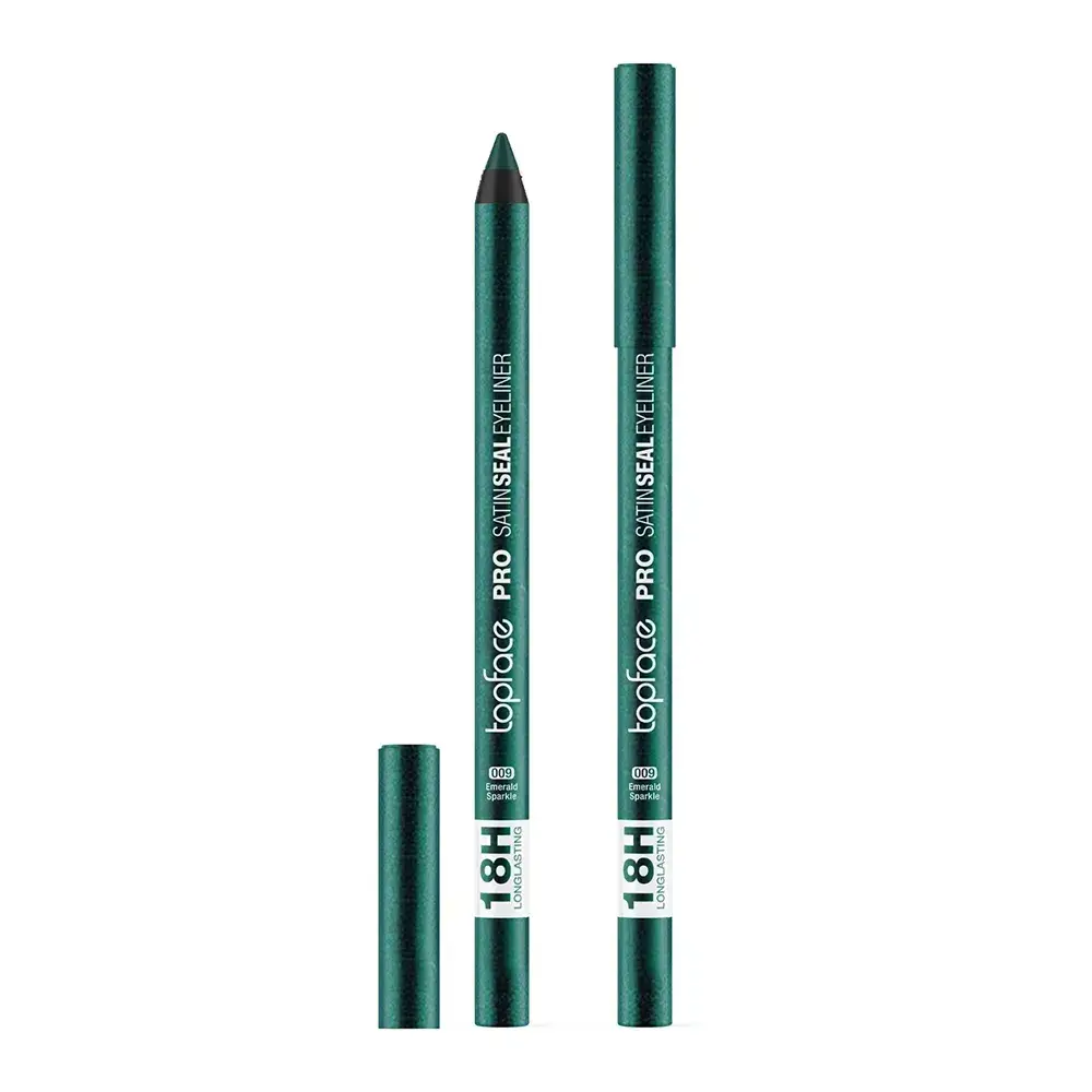 Олівець для очей Topface PRO Satin Seal Eyeliner РТ623 - 009 Emerald Sparkle —глибокий смарагдово-зелений колір із делікатним сяйвом (мерехтінням)