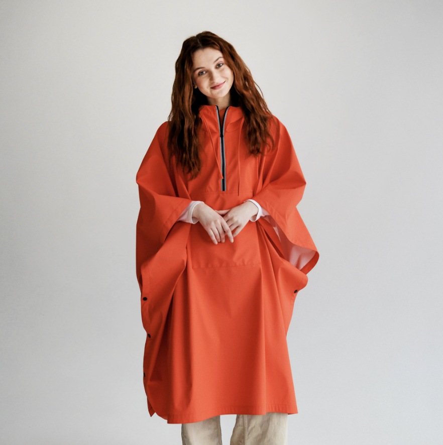 Unisex orange Designer Poncho Raincoat Onesize