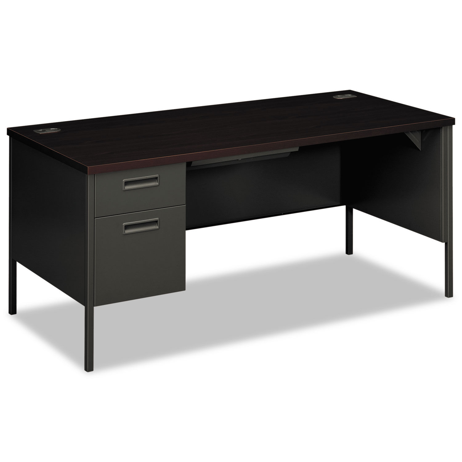 HON® Metro Classic 66″ Left Pedestal Desk (Mahogany/Charcoal)