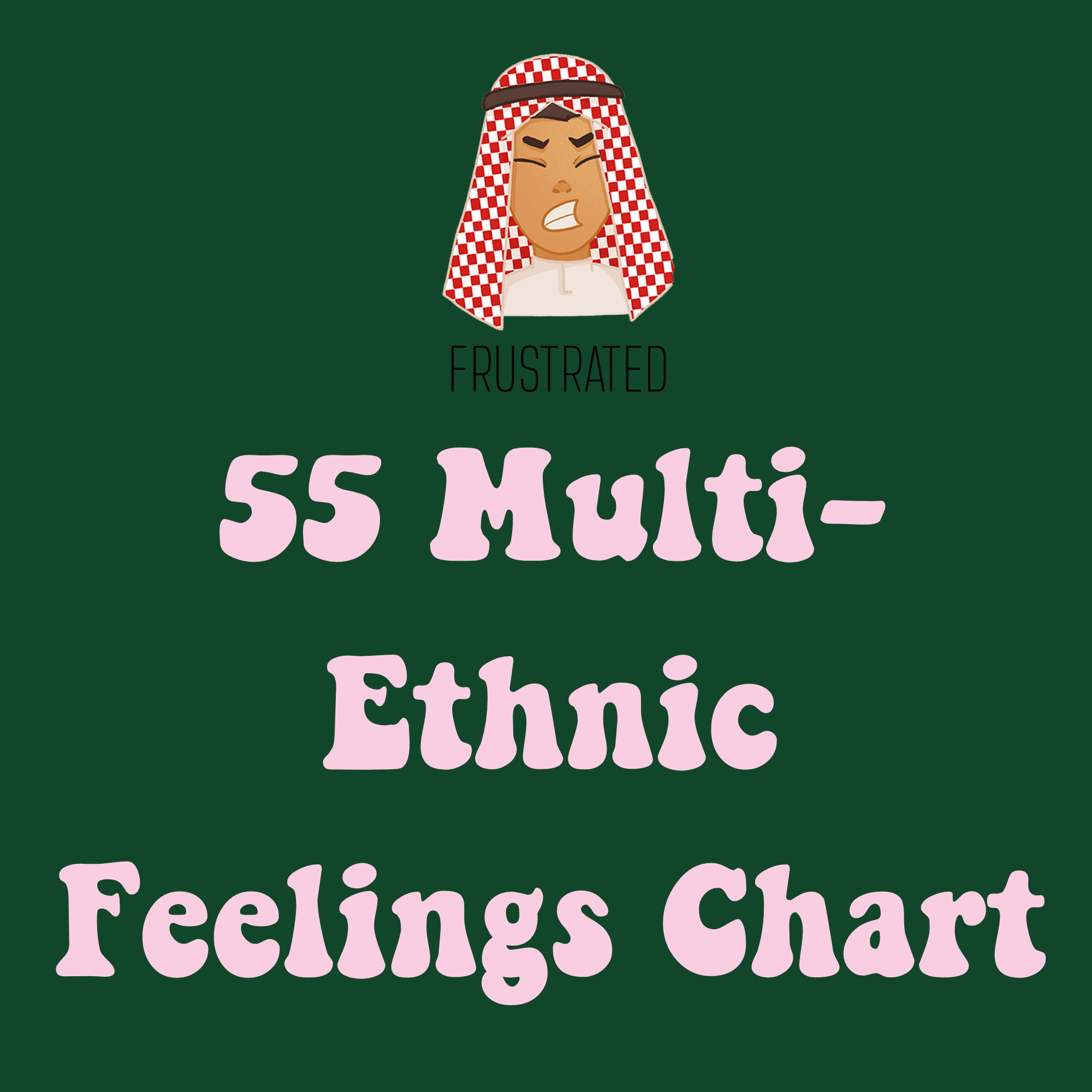55 Multi-Ethnic Feelings Chart | Diverse Printable Emotion Poster for Therapy, SEL & Classrooms