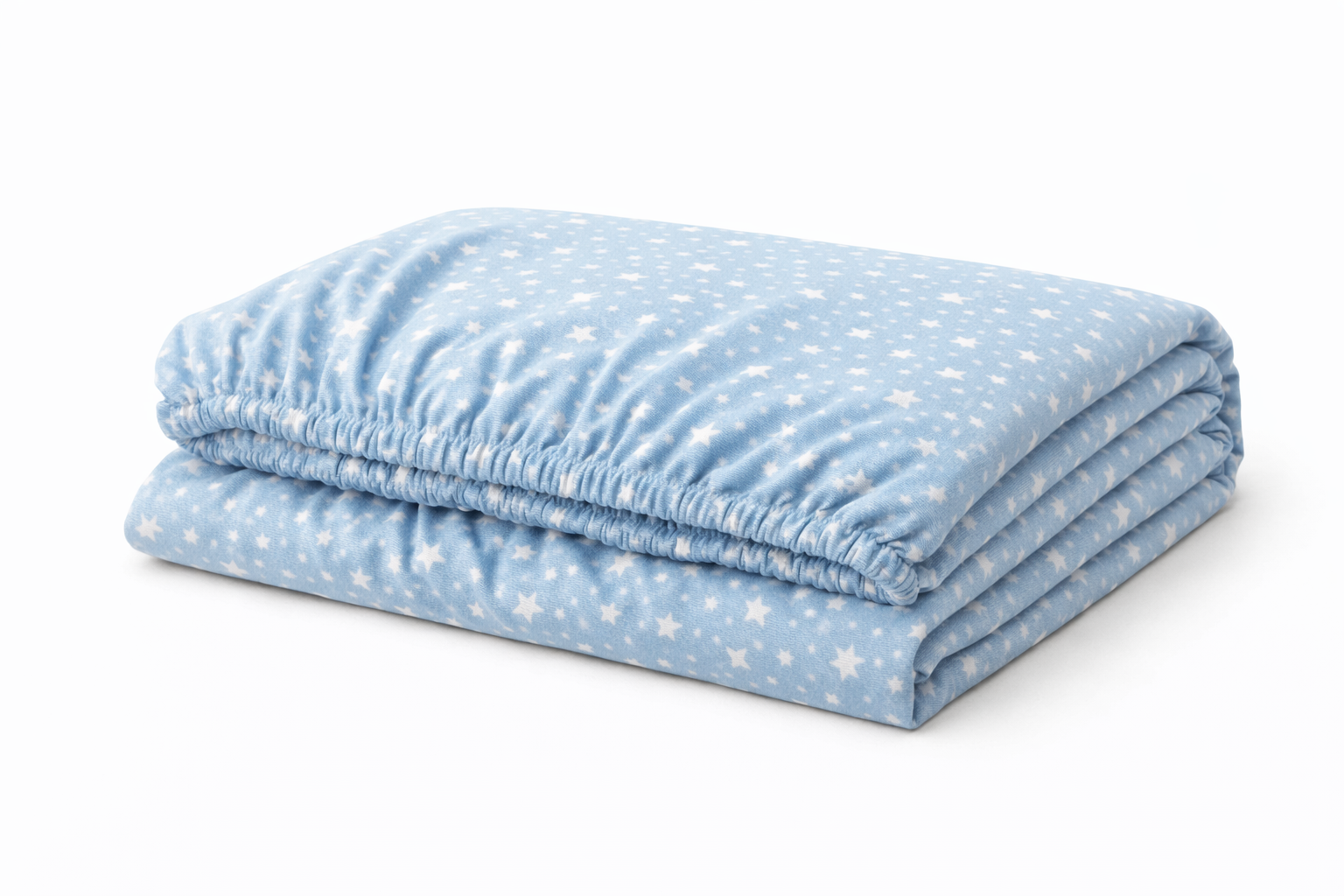 Дитяче простирадло га гумці ранфорс принт "Білі зірки на блакитному"