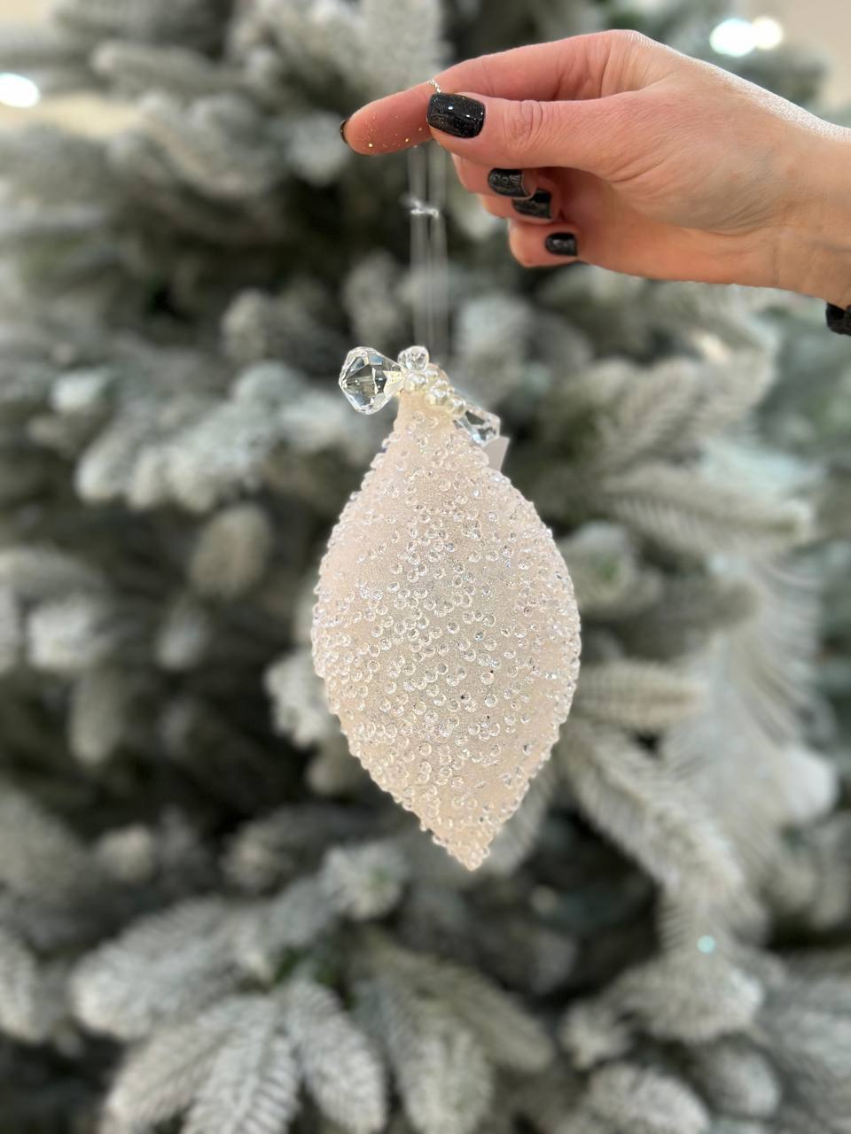 Ялинкова прикраса Бурулька з цукровим покриттям з кристалами та перлами 15 смї