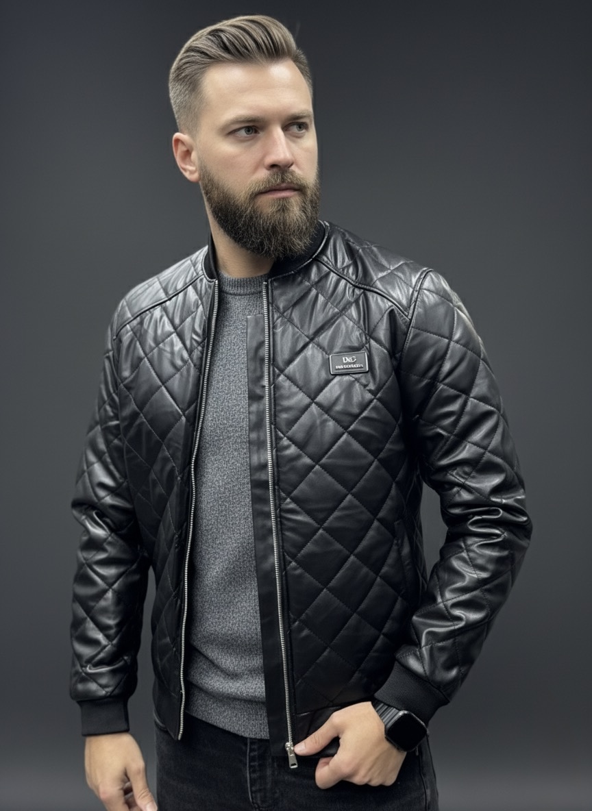 Ексклюзивна демісезонна чоловіча куртка з еко шкіри black : стильний чорний бомбер, преміум якість для весни та осені. Офіційний сайт