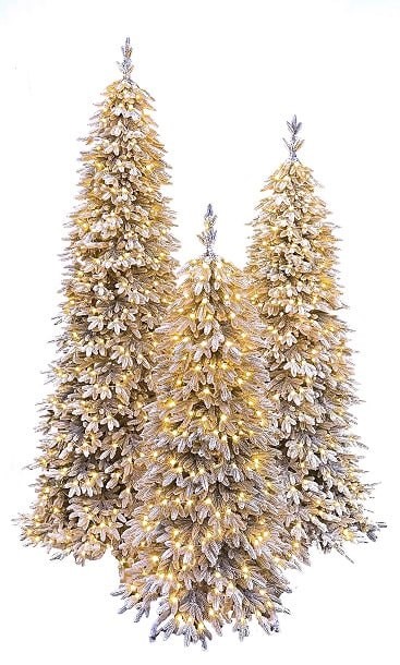 Ялинка C096B засніжена вузька з ледами