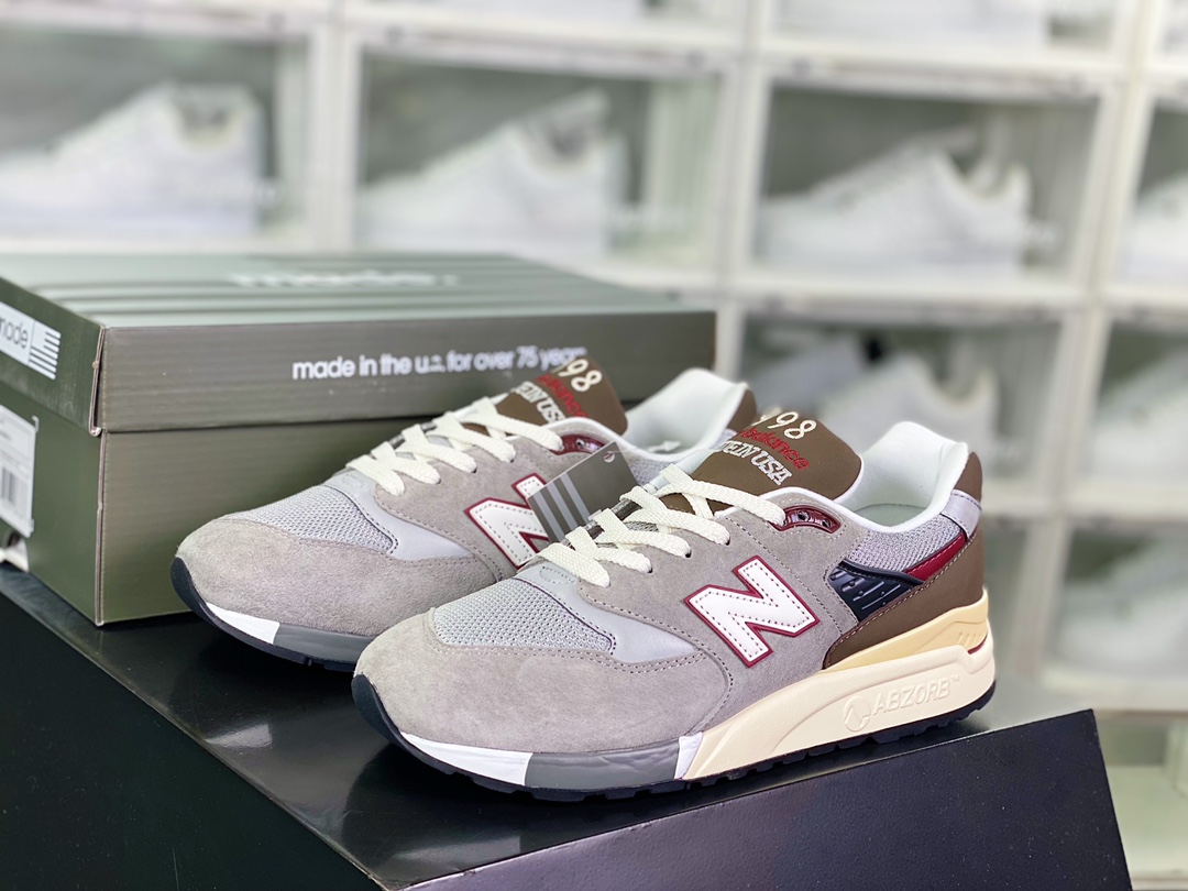 New Balance Made in USA Yuanzu gray brown white red M998GNR