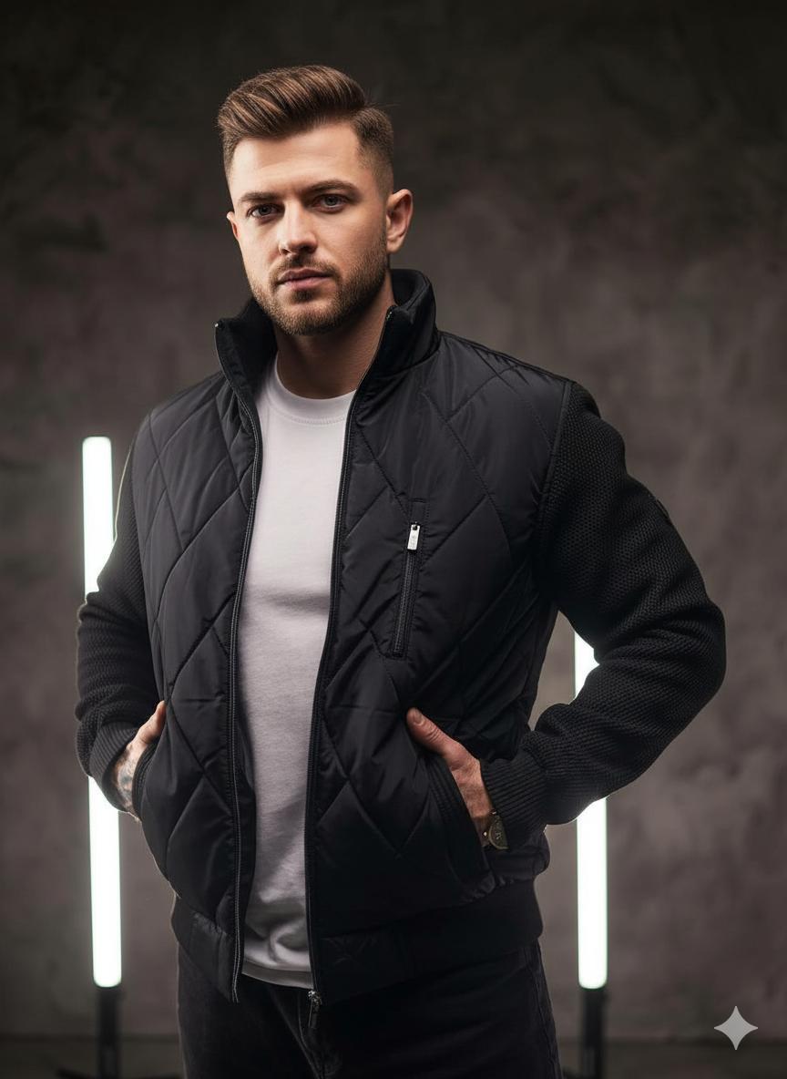 Демісезонна чоловіча куртка з в'язаними рукавами black