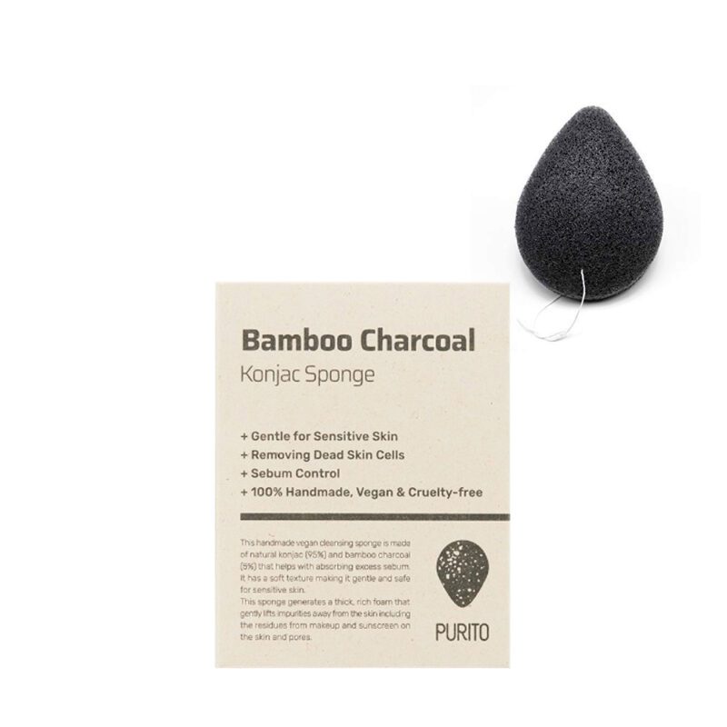 Спонж-конняку з бамбуковим вугіллям Purito Bamboo Charcoal Konjac Sponge 7 g.