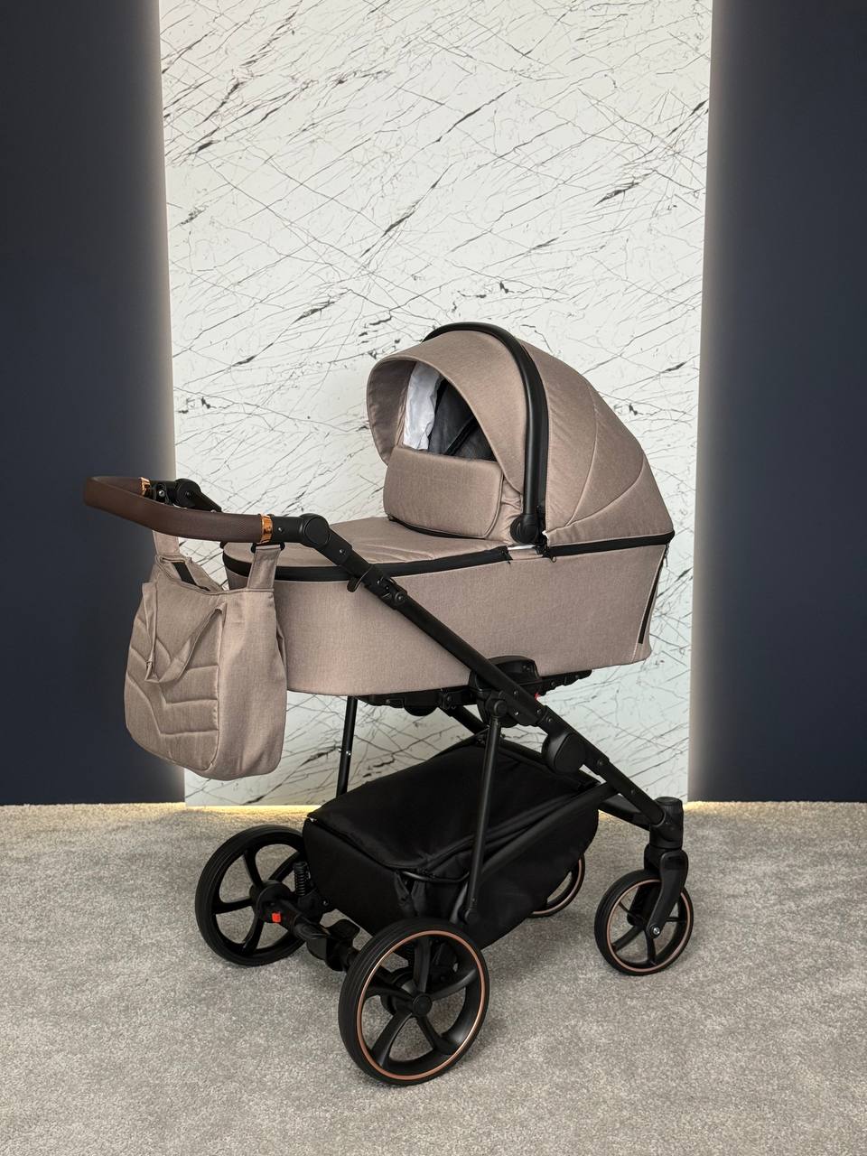 Коляска 2в1 Baby Pram Evelyn текстиль Cappuccino