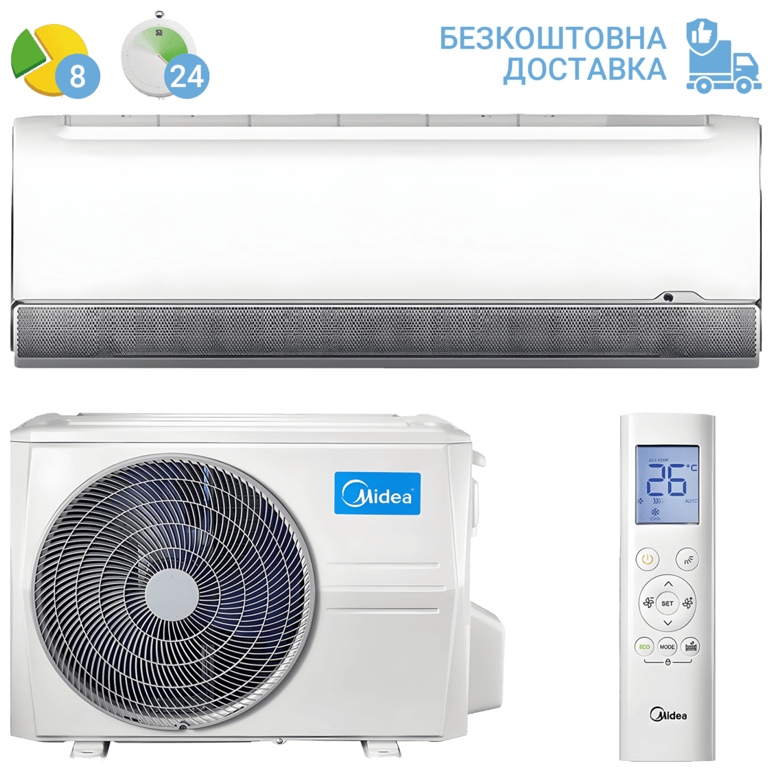Кондиціонер Midea FA-12N8D6-I/FA-12N8D6-O (з установкою: +3900 грн)