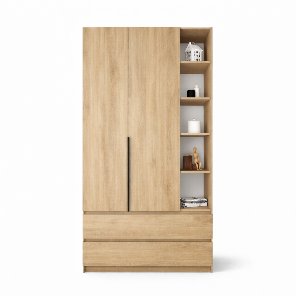 Шафа з вішальною секцією, полицями та шухлядами