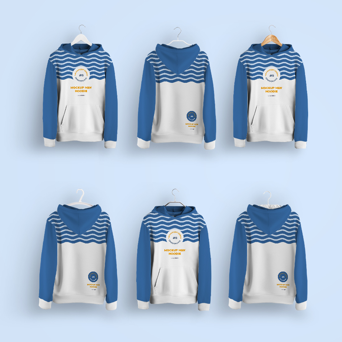 2 Mockups Men Hoodie On 6 Different Hangers