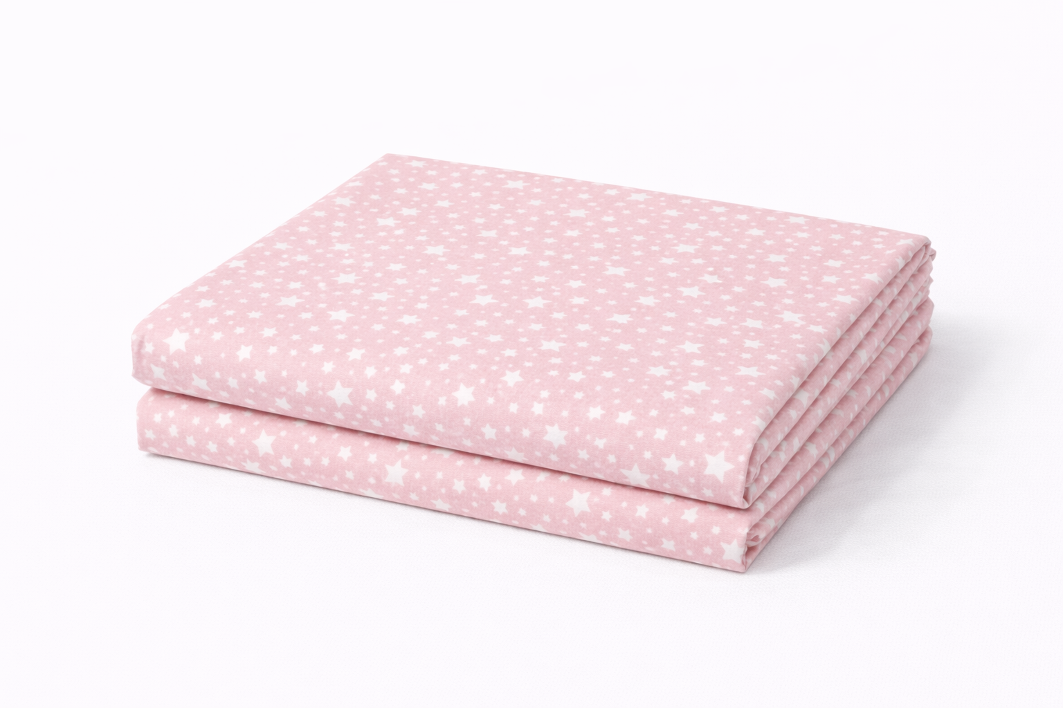 Простирадло ранфорс принт без гумки "Білі зірки на рожевому"