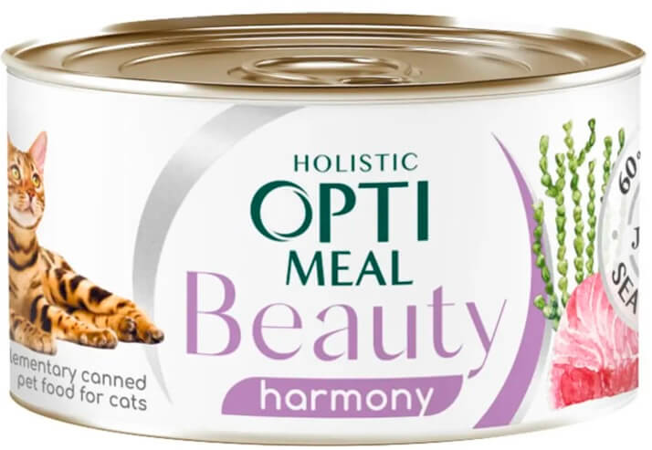 Оптіміл Б`ЮТІ ГАРМОНІЯ. Консерва д/котів “Смугастий тунець в желе з морськ водор 70гр.