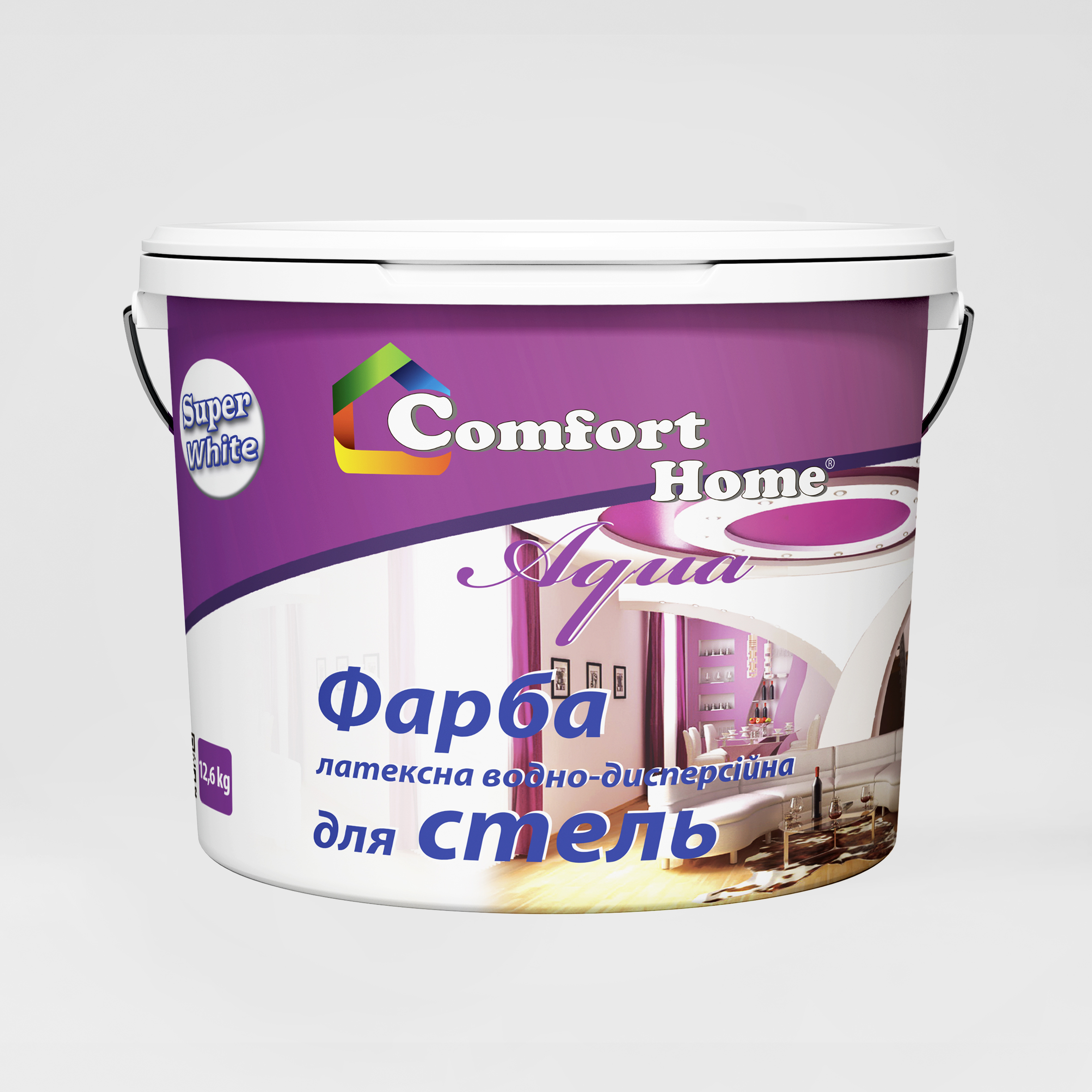 AQUA ФАРБА ЛАТЕКСНА ВОДНО-ДИСПЕРСІЙНА ДЛЯ СТЕЛЬ ТА СТІН ТМ COMFORT HOME