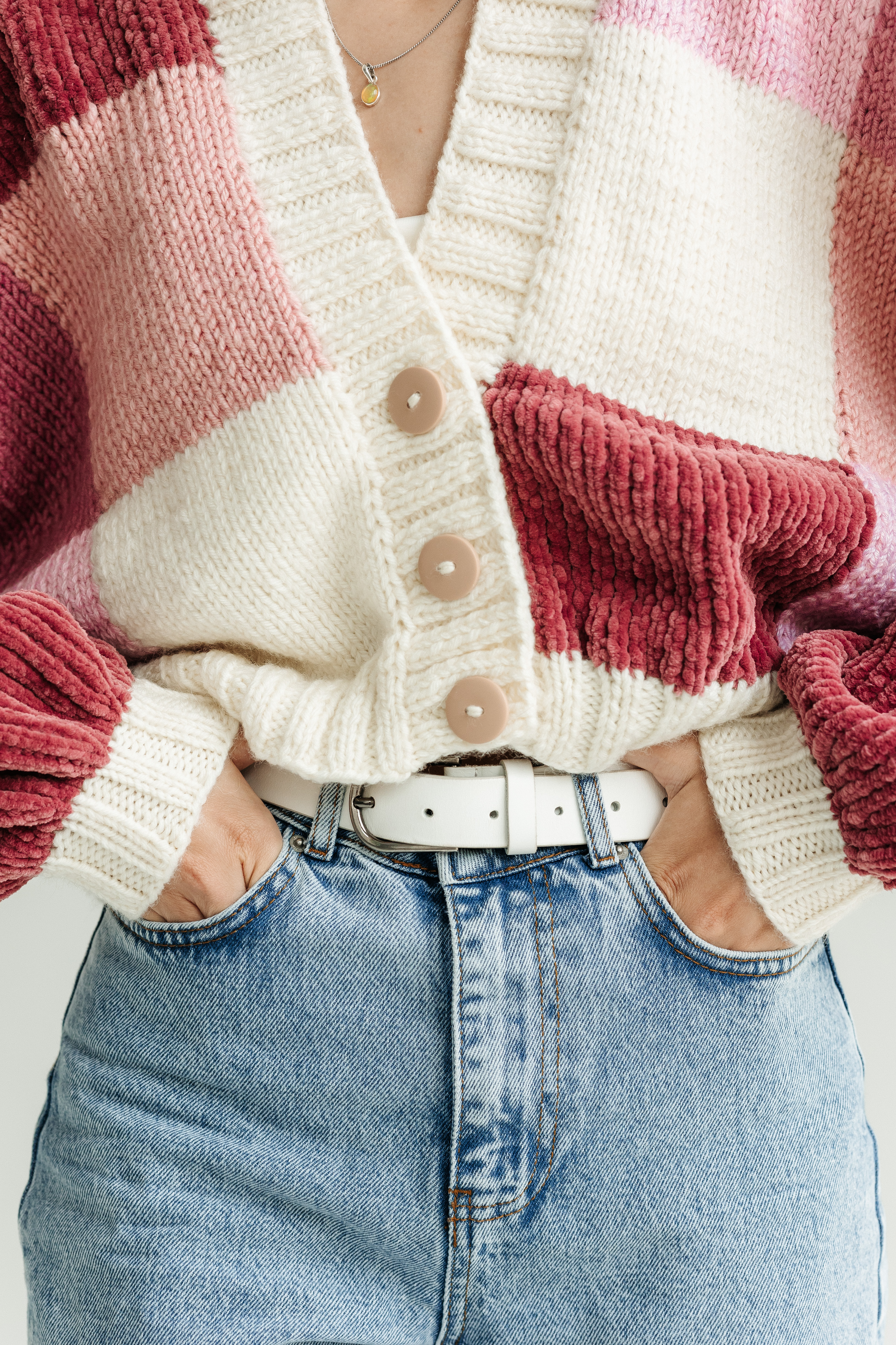 Кардиган у стилі Patchwork рожевий 