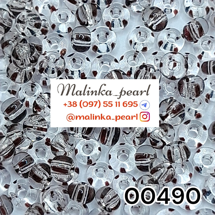 Бісер кришталевий у сіру смужку