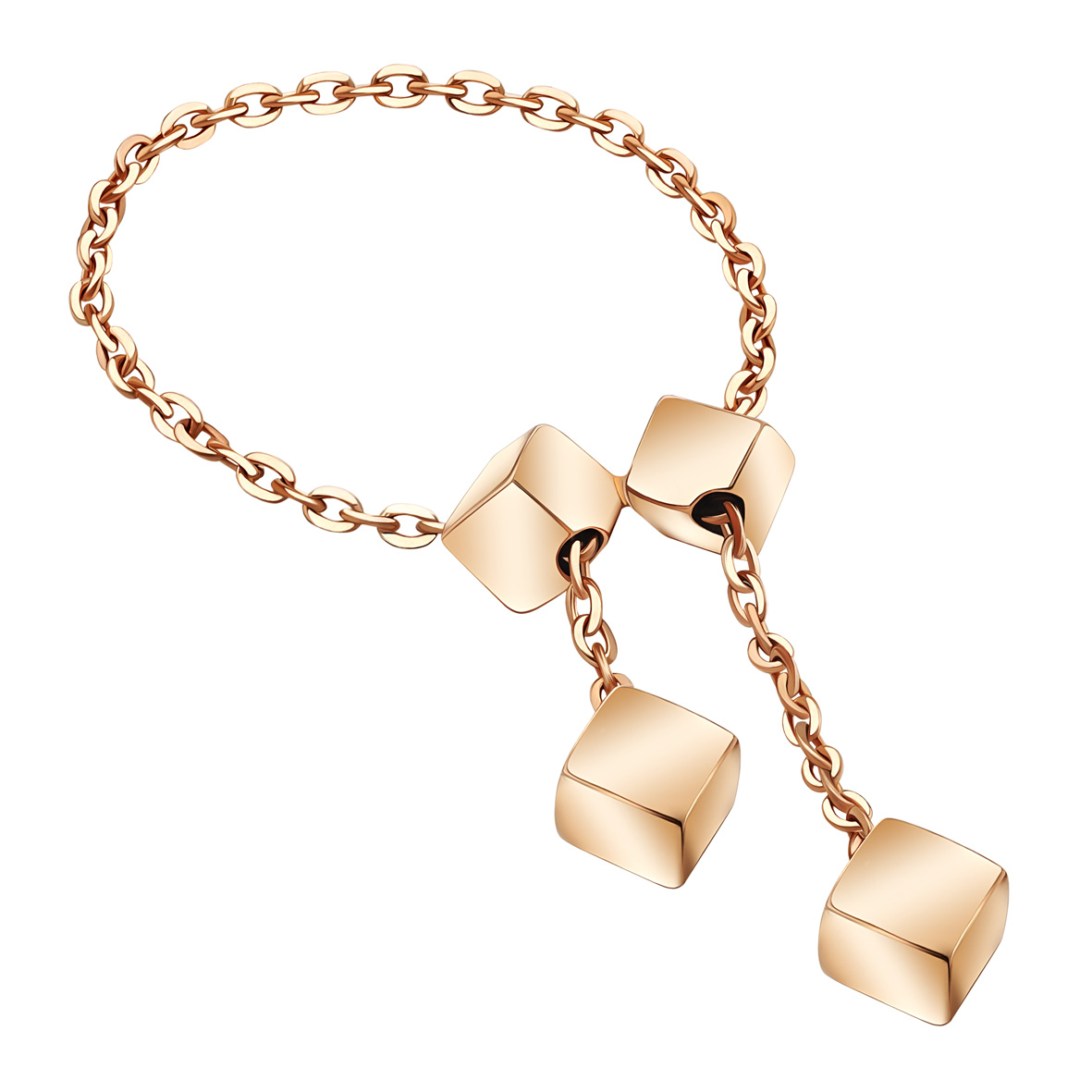 Cube Motion – Luftiger Ring aus 585er Gold im Kettendesign